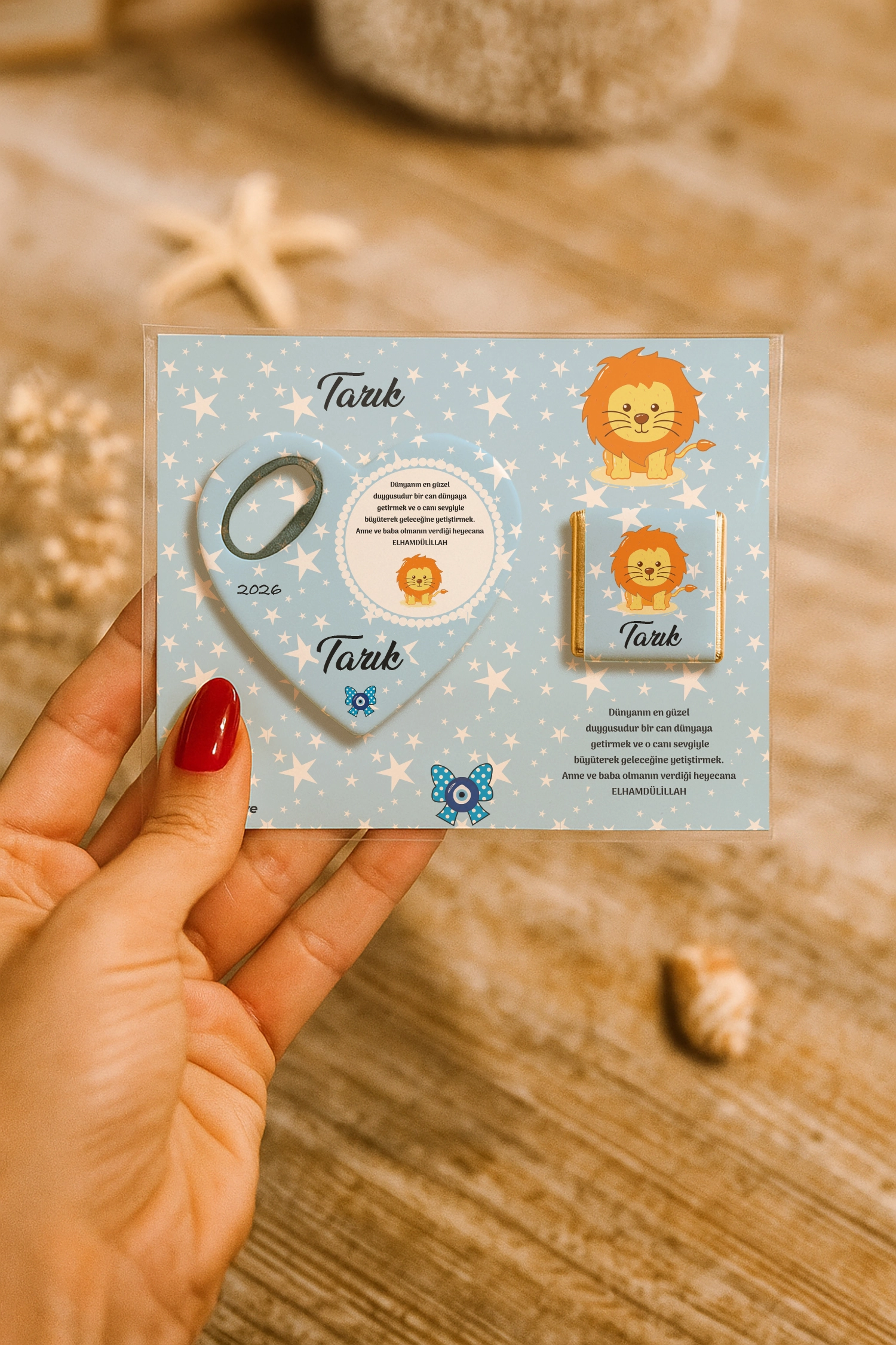 Aslan Temalı Çikolatalı Kalp Açacak Magnet