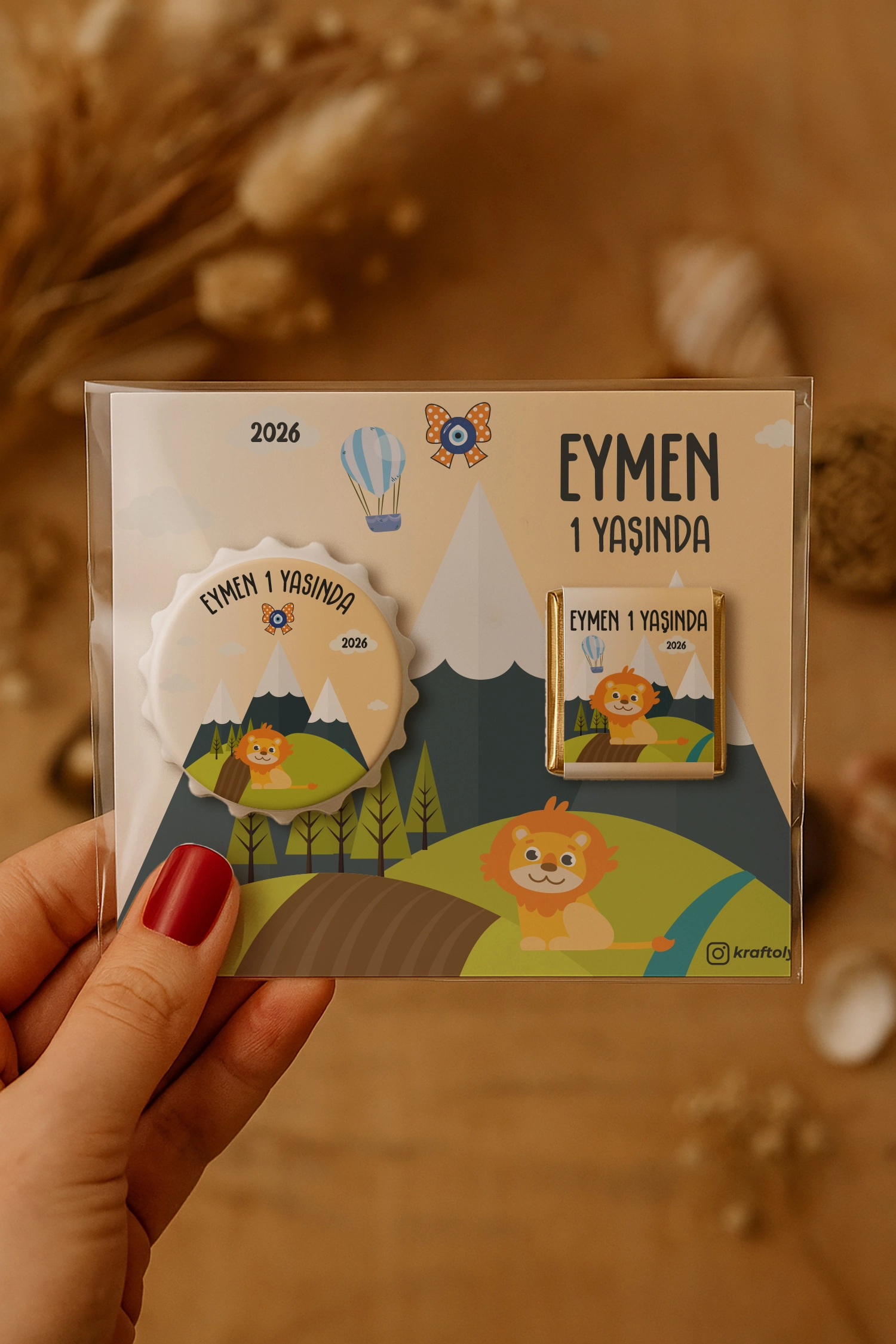 Aslan Temalı Çikolatalı Kapak Açacak Magnet
