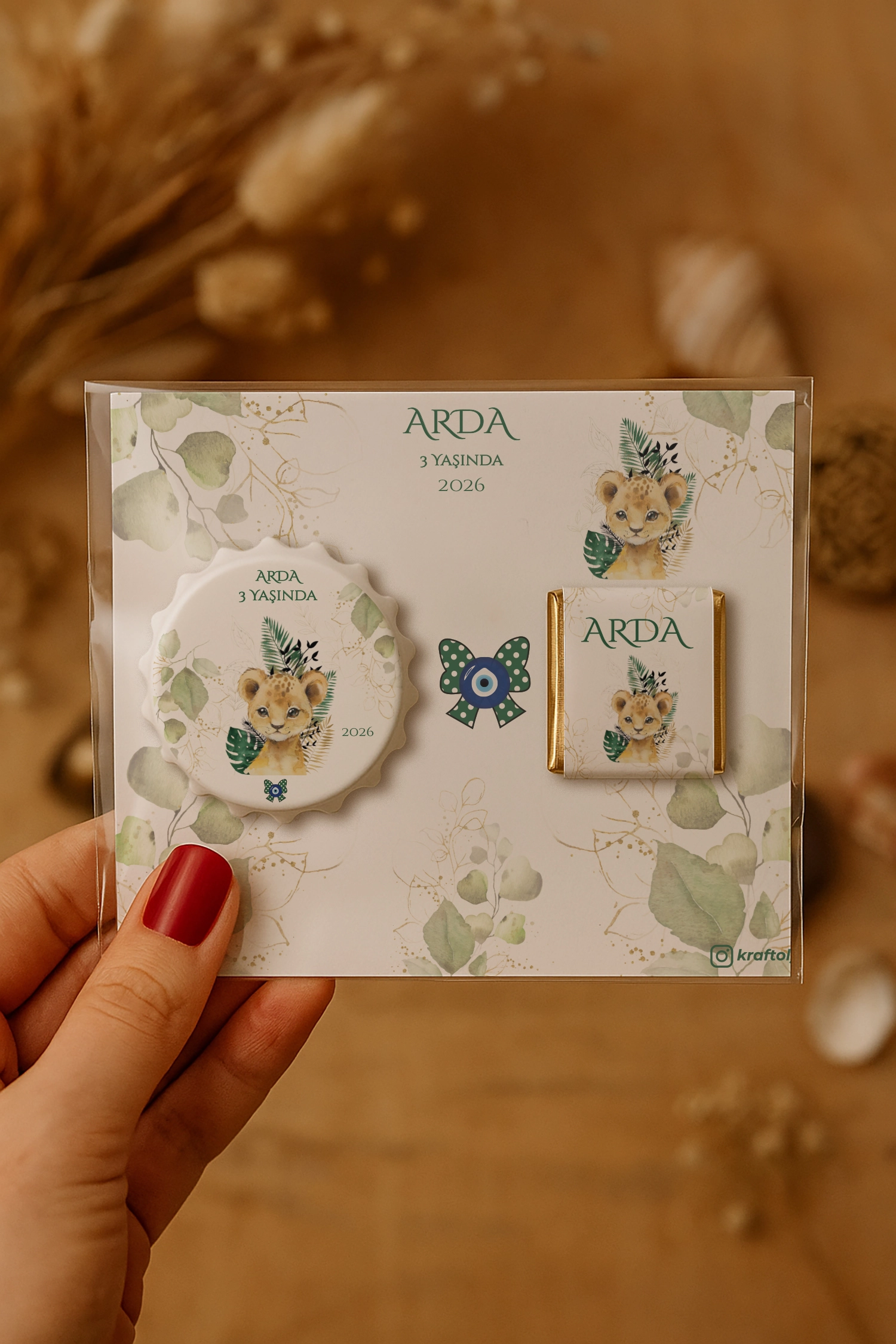 Aslan Temalı Çikolatalı Kapak Açacak Magnet