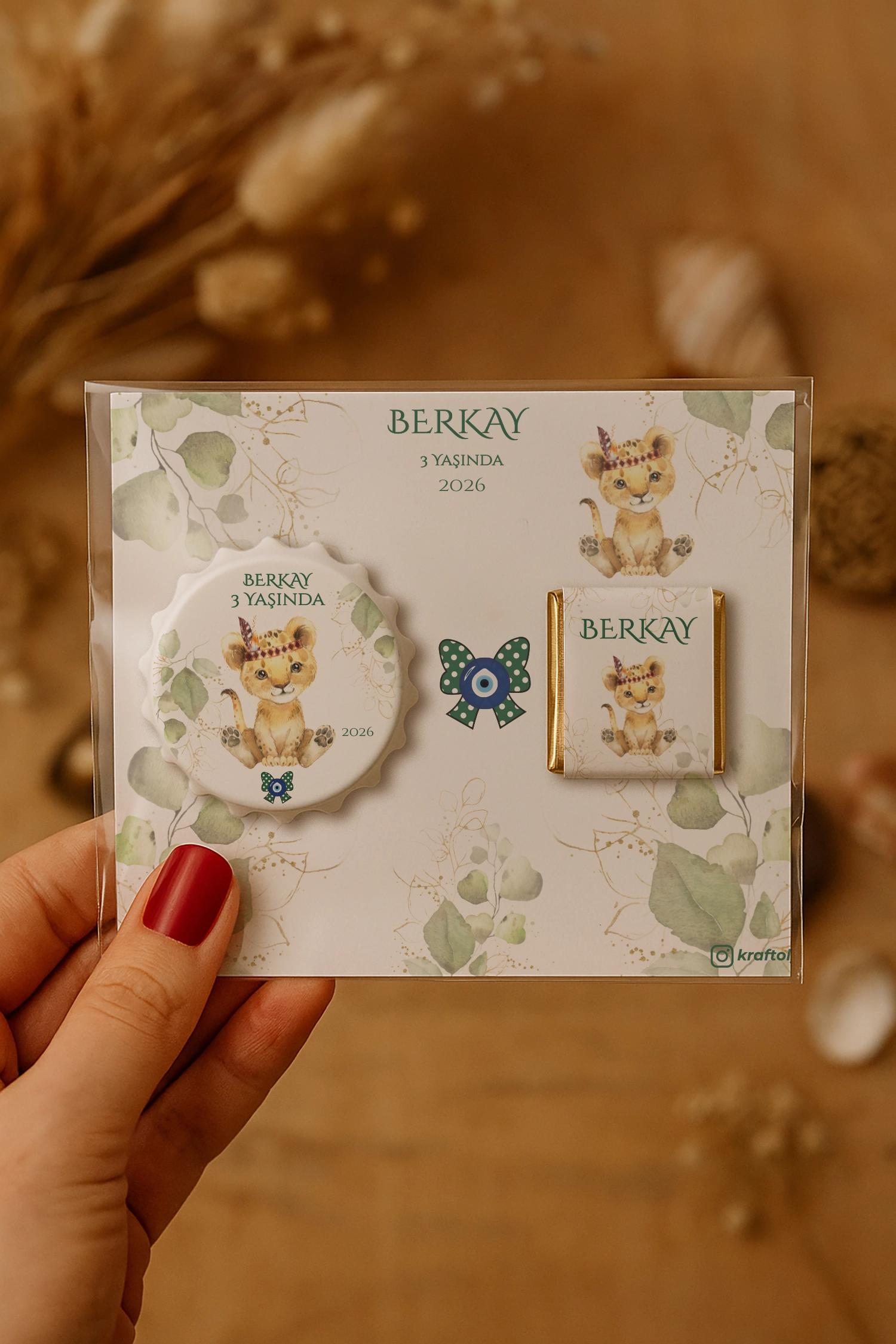 Aslan Temalı Çikolatalı Kapak Açacak Magnet