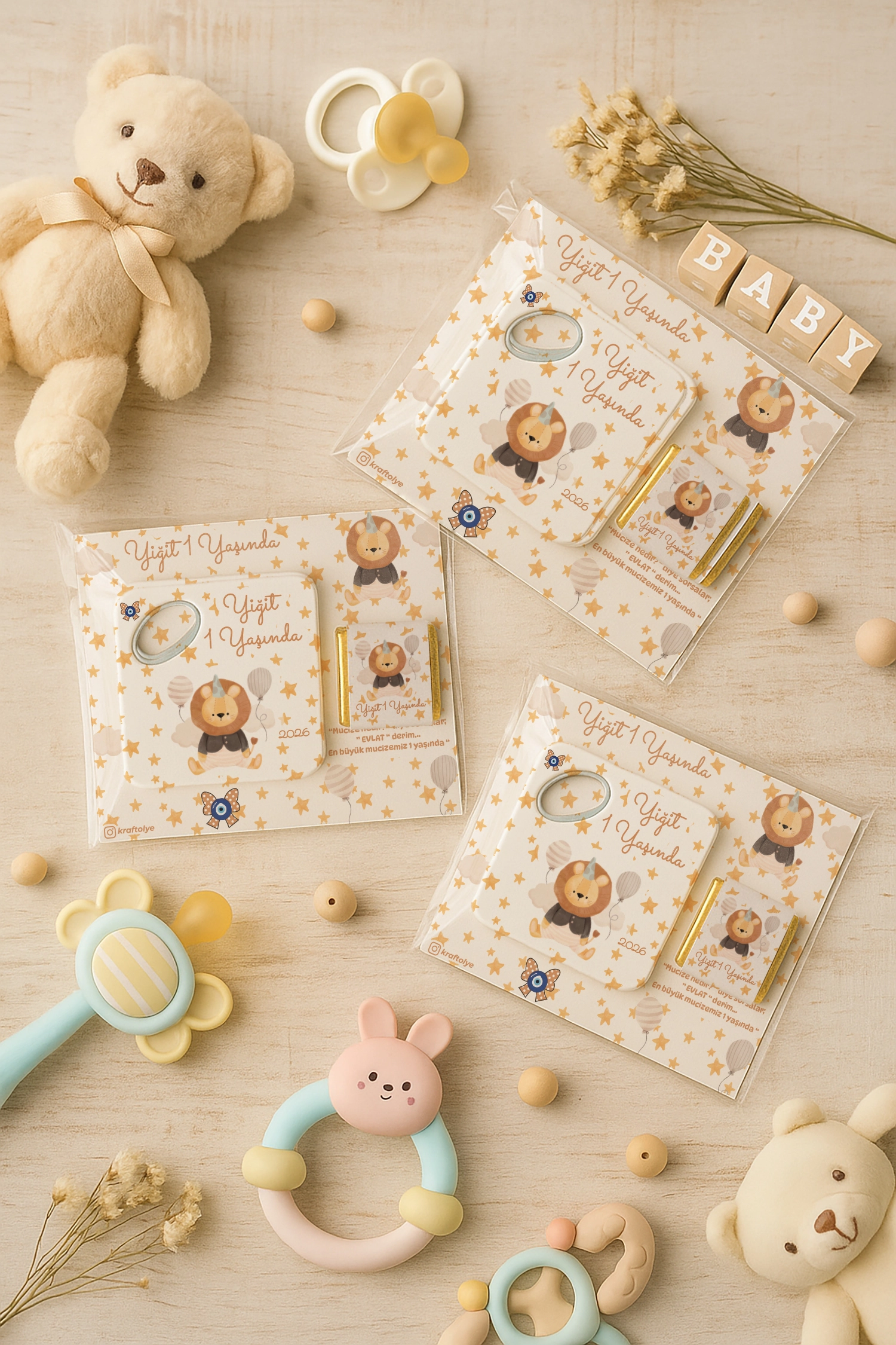 Aslan Temalı Çikolatalı Kare Açacak Magnet