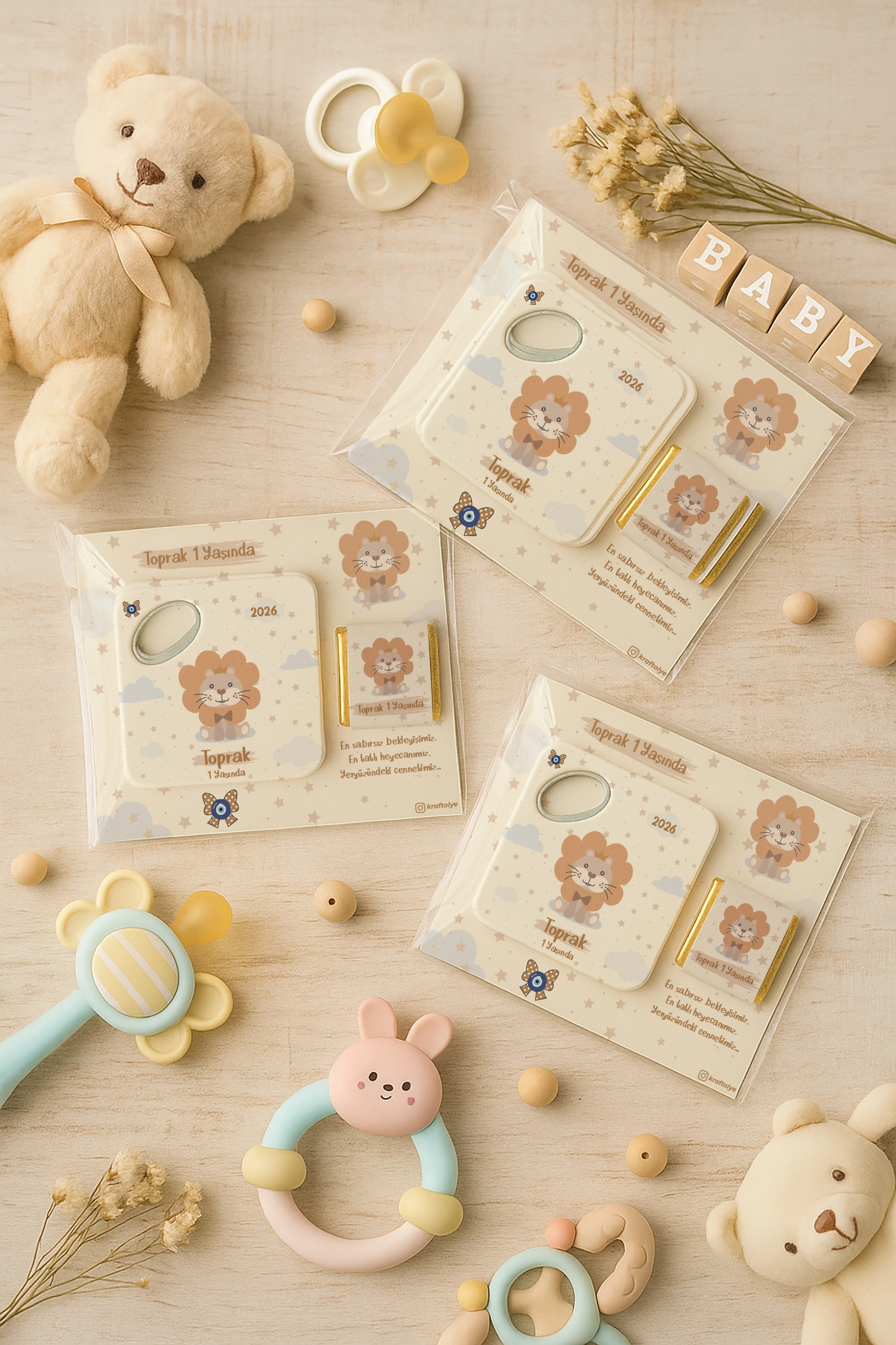 Aslan Temalı Çikolatalı Kare Açacak Magnet