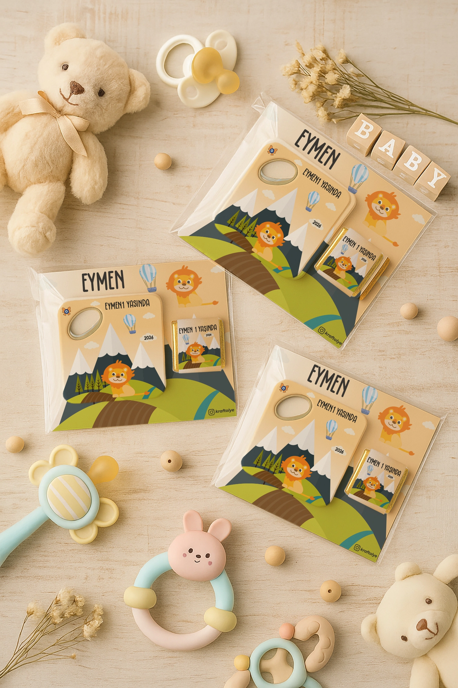 Aslan Temalı Çikolatalı Kare Açacak Magnet