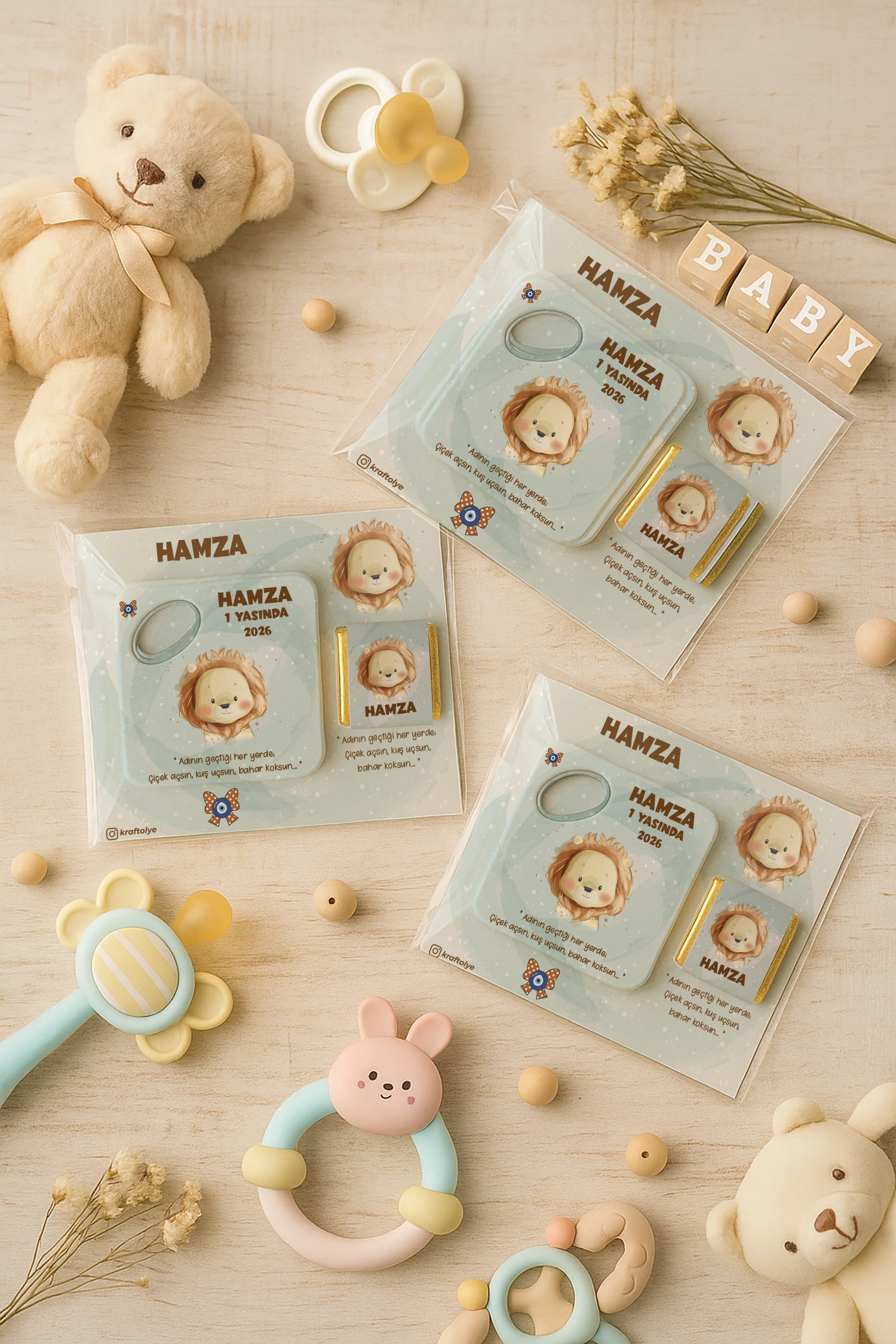 Aslan Temalı Çikolatalı Kare Açacak Magnet