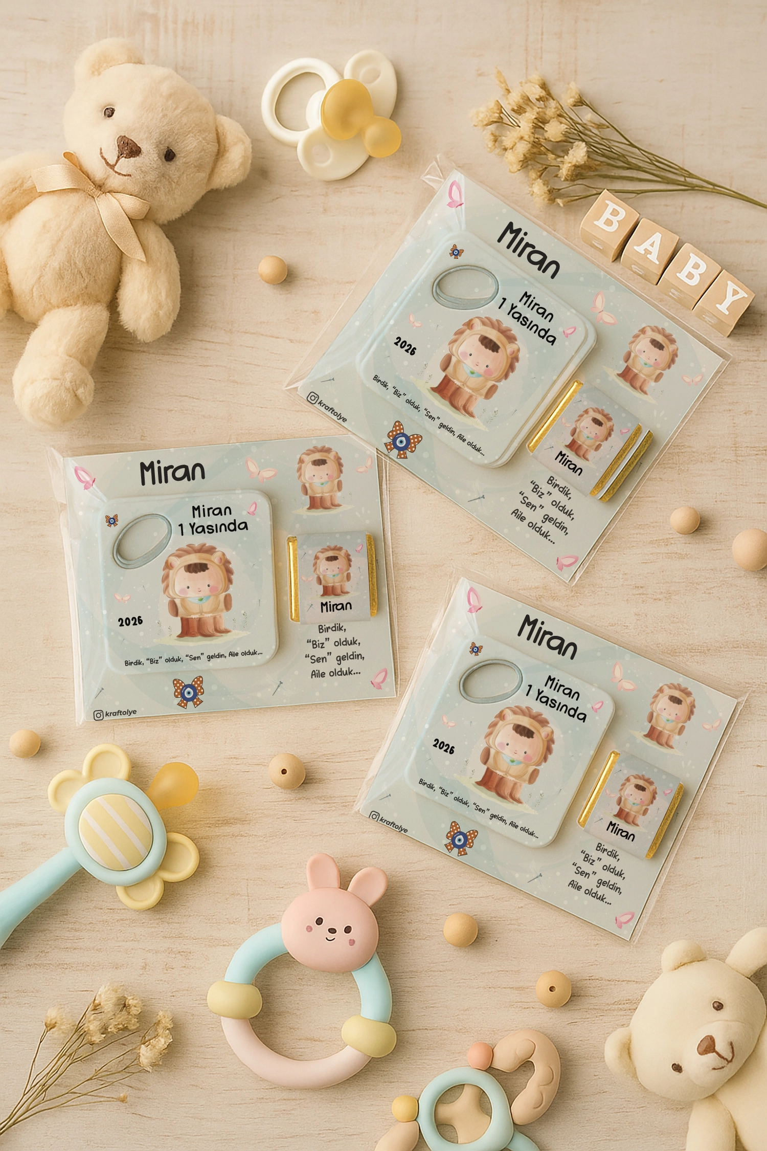 Aslan Temalı Çikolatalı Kare Açacak Magnet