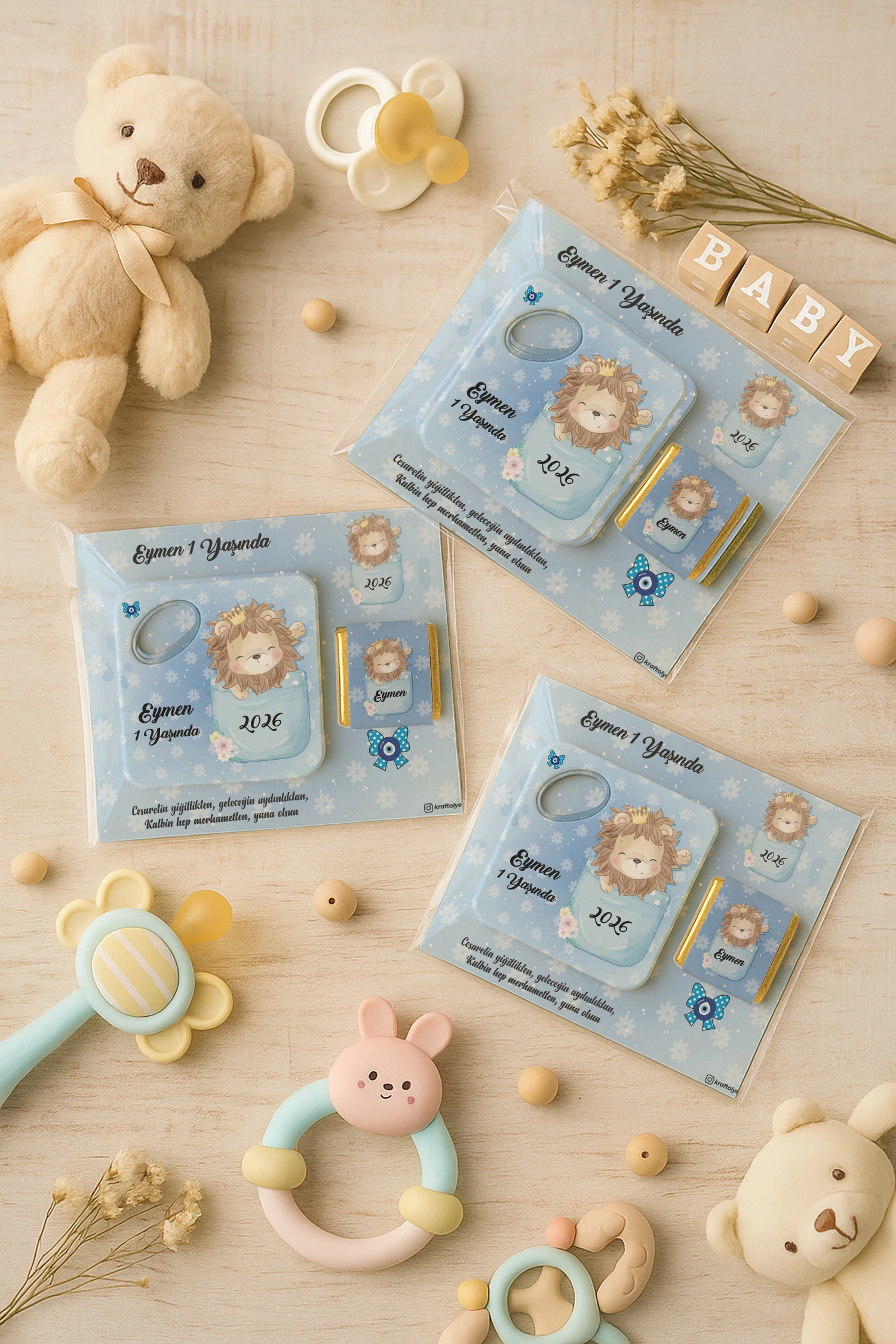 Aslan Temalı Çikolatalı Kare Açacak Magnet