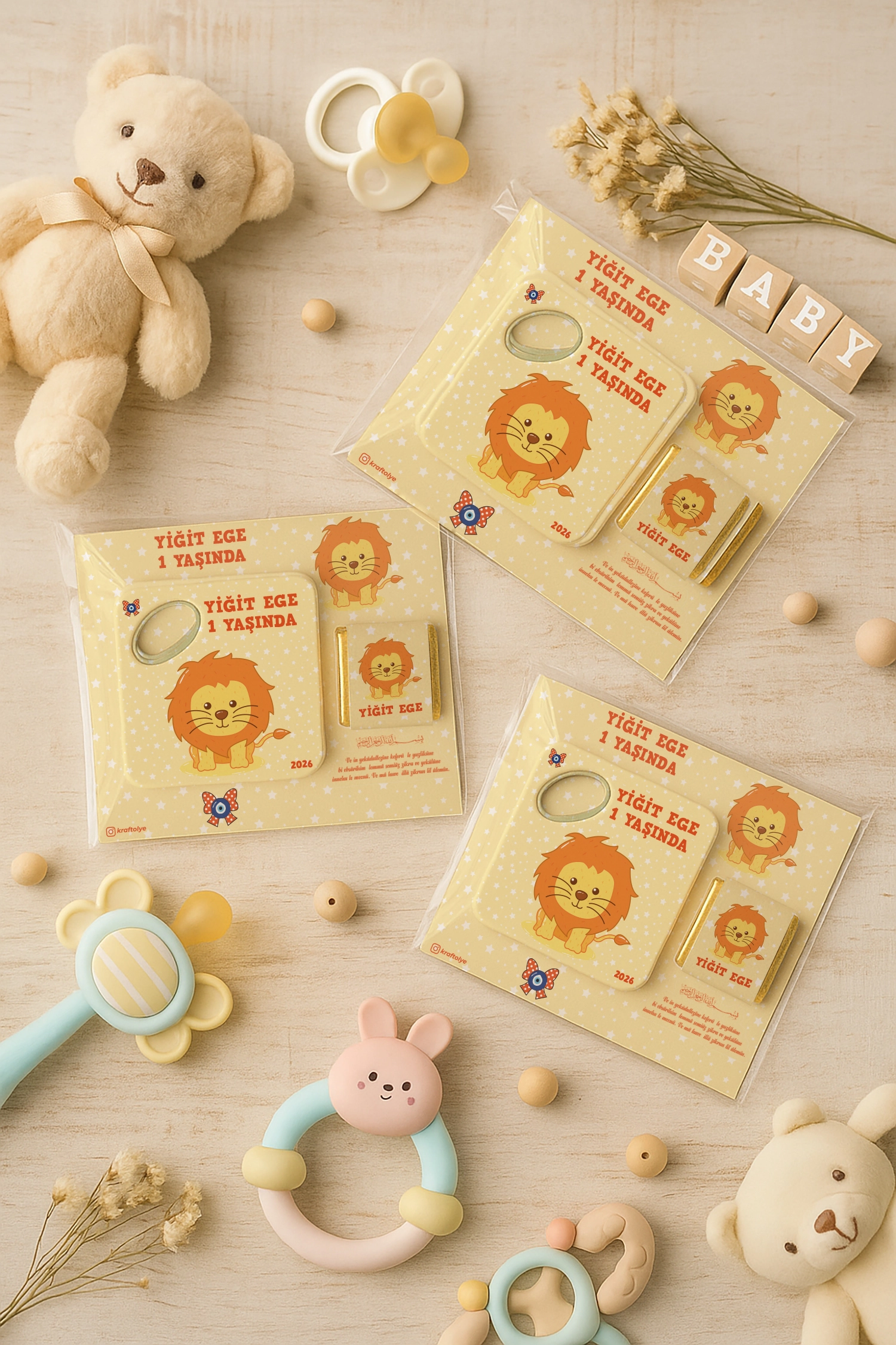 Aslan Temalı Çikolatalı Kare Açacak Magnet