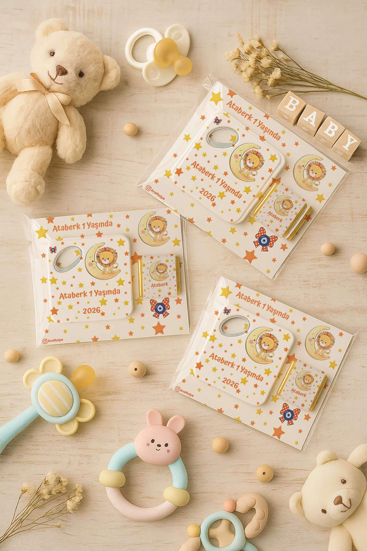 Aslan Temalı Çikolatalı Kare Açacak Magnet