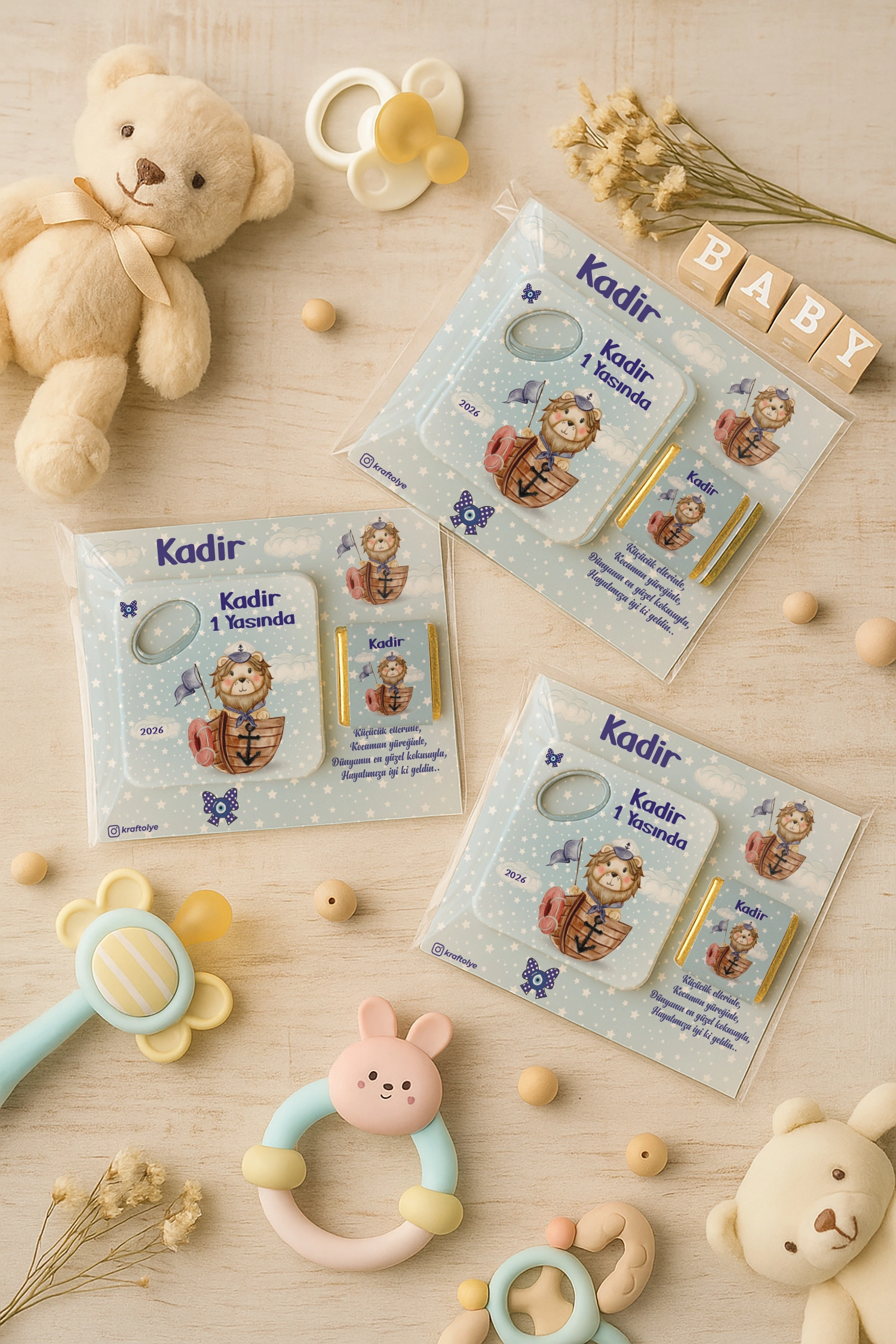 Aslan Temalı Çikolatalı Kare Açacak Magnet
