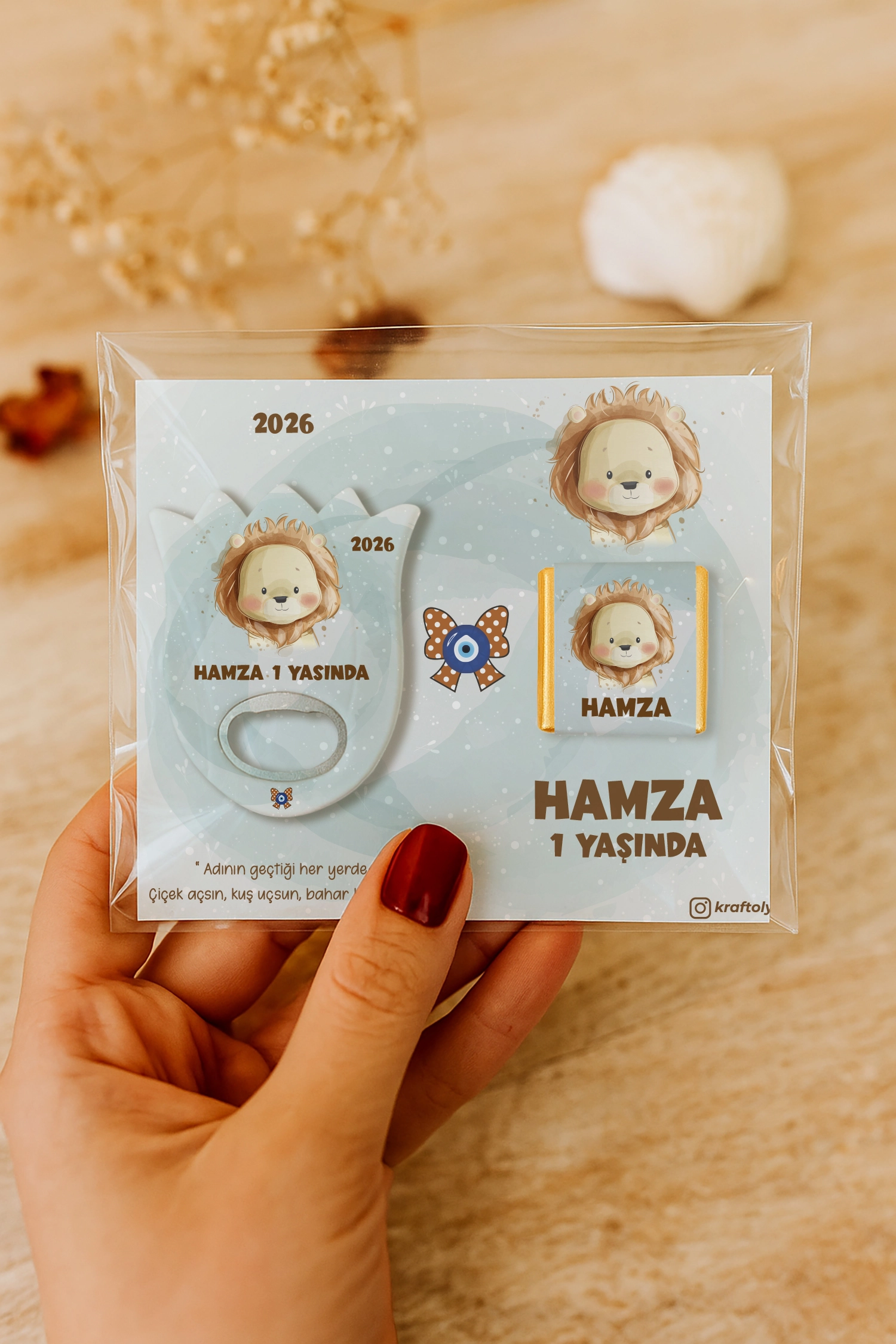 Aslan Temalı Çikolatalı Lale Açacak Magnet