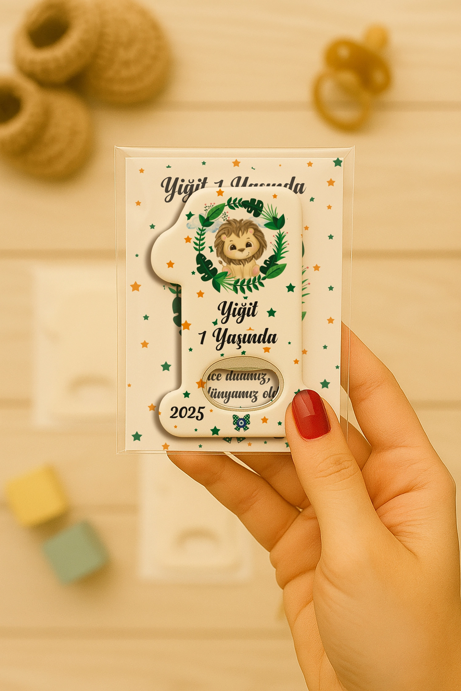 Aslan Temalı Kartlı 1 Yaş Açacak Magnet