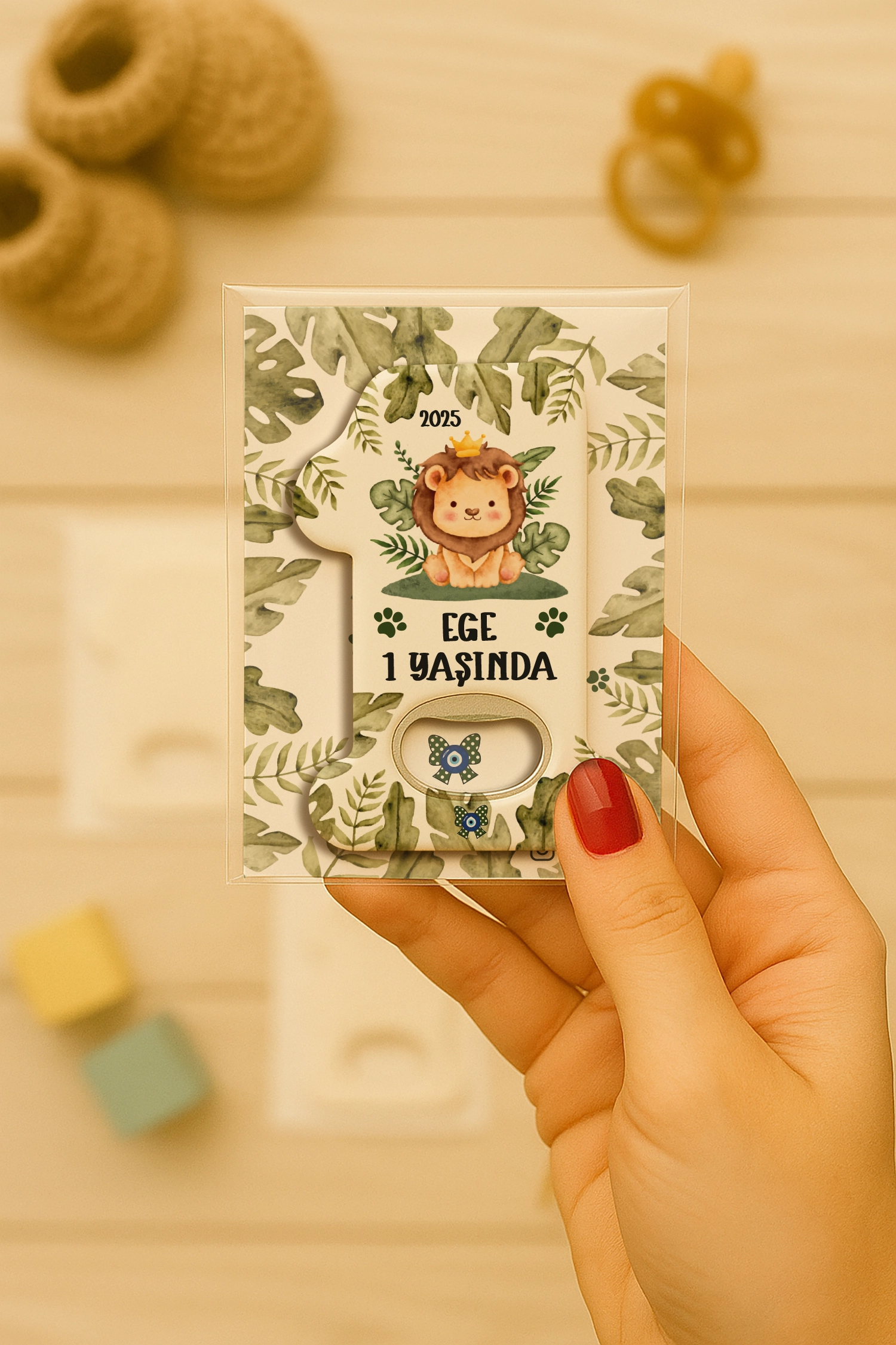 Aslan Temalı Kartlı 1 Yaş Açacak Magnet