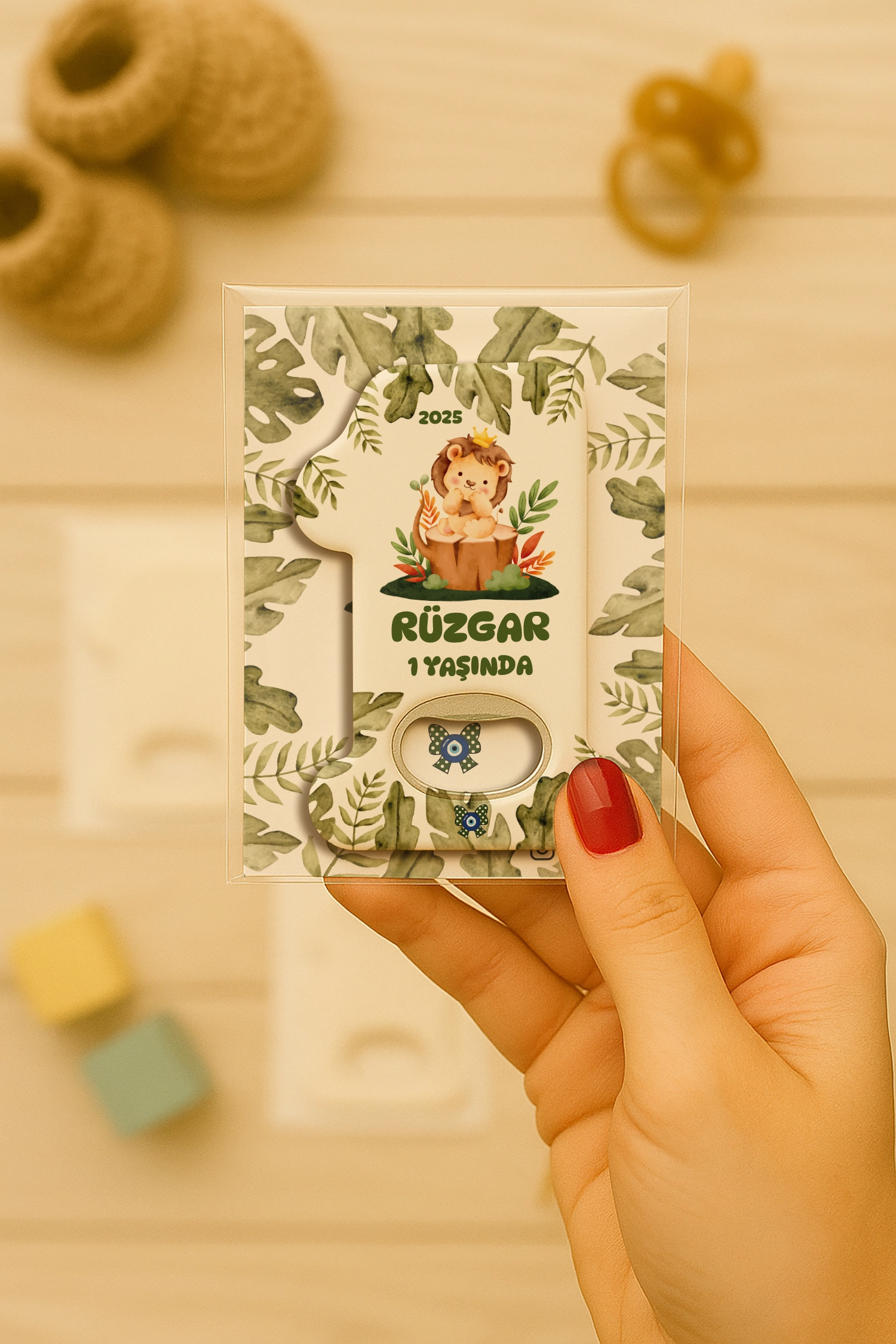 Aslan Temalı Kartlı 1 Yaş Açacak Magnet