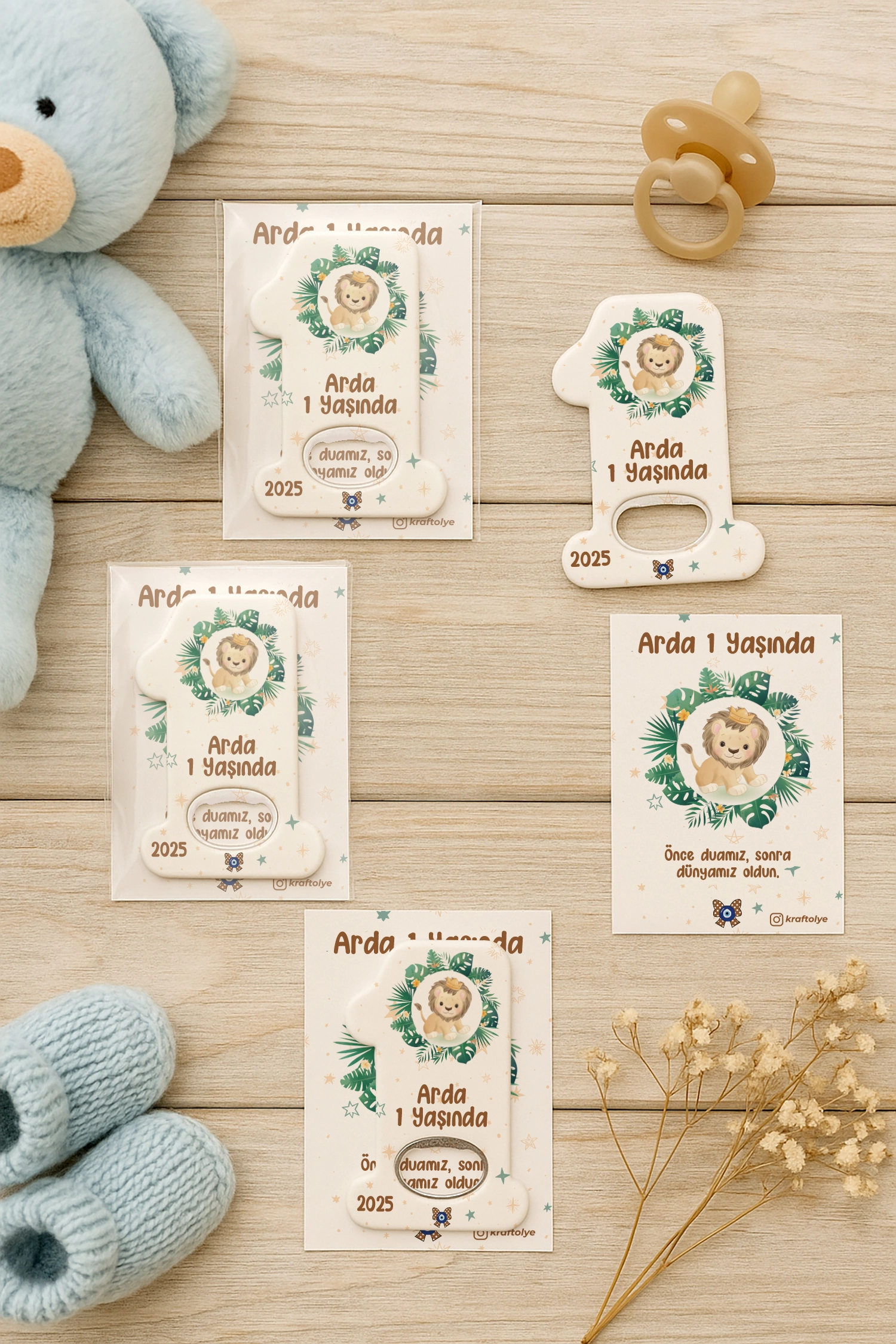 Aslan Temalı Kartlı 1 Yaş Açacak Magnet