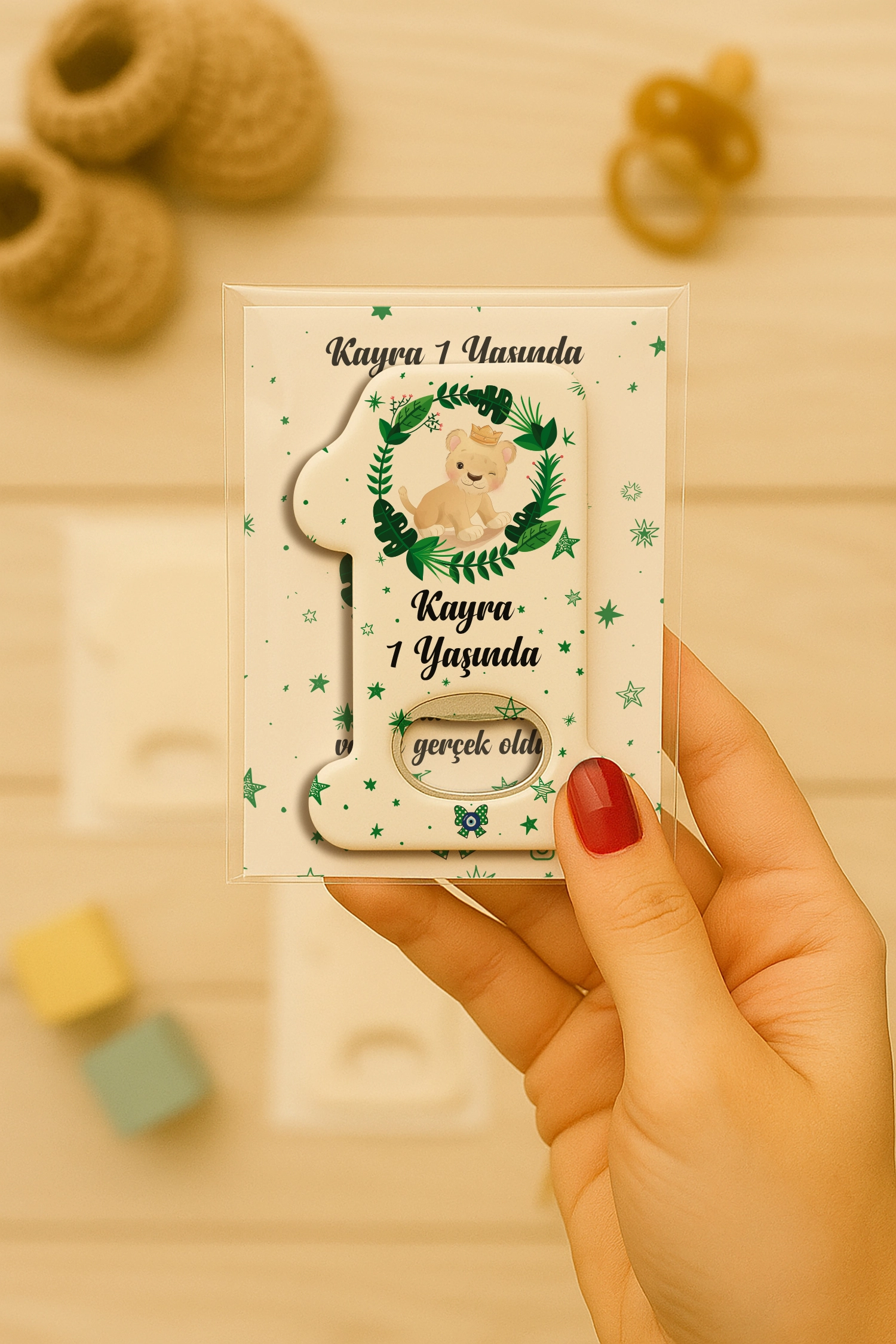 Aslan Temalı Kartlı 1 Yaş Açacak Magnet