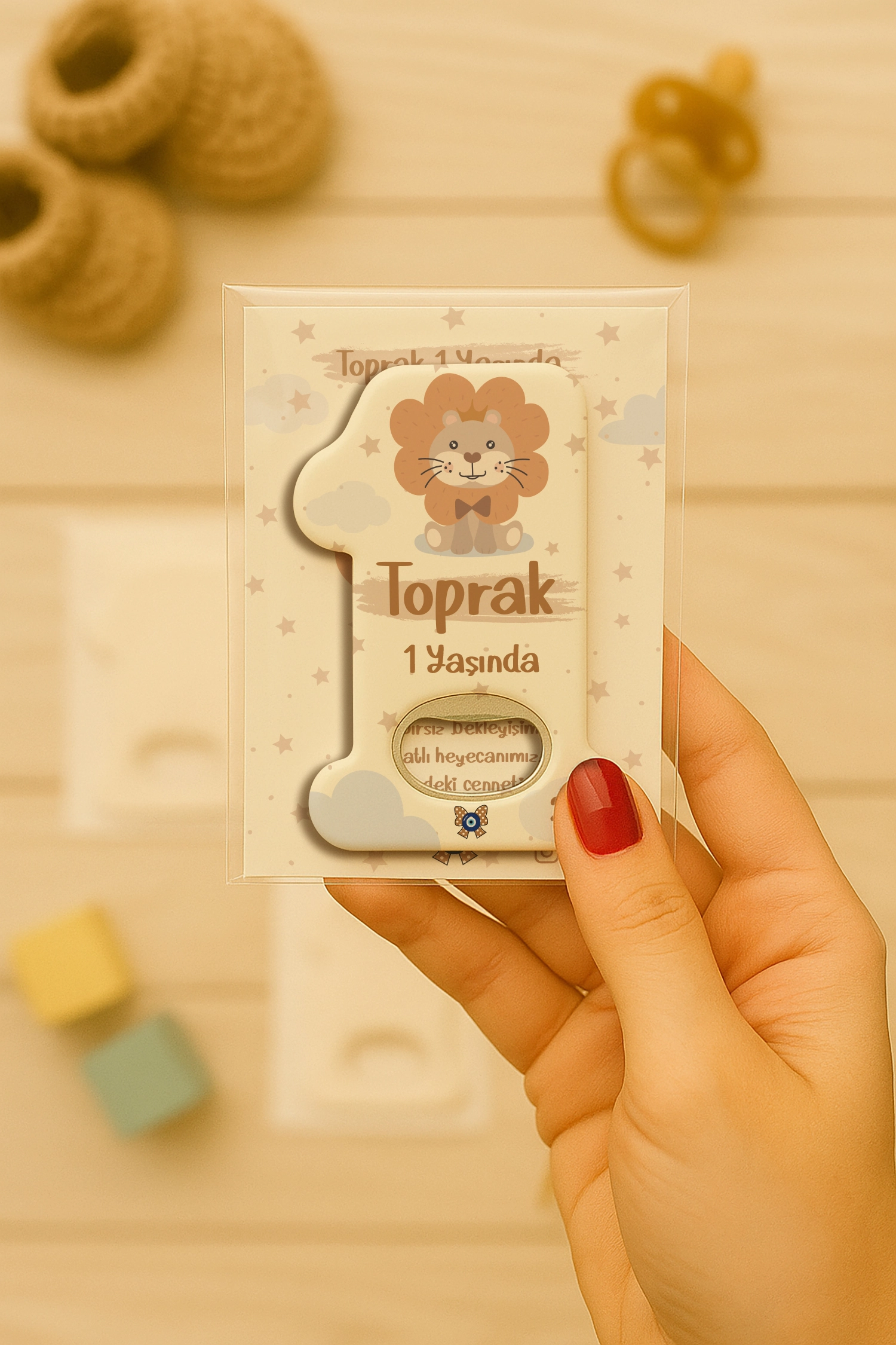 Aslan Temalı Kartlı 1 Yaş Açacak Magnet