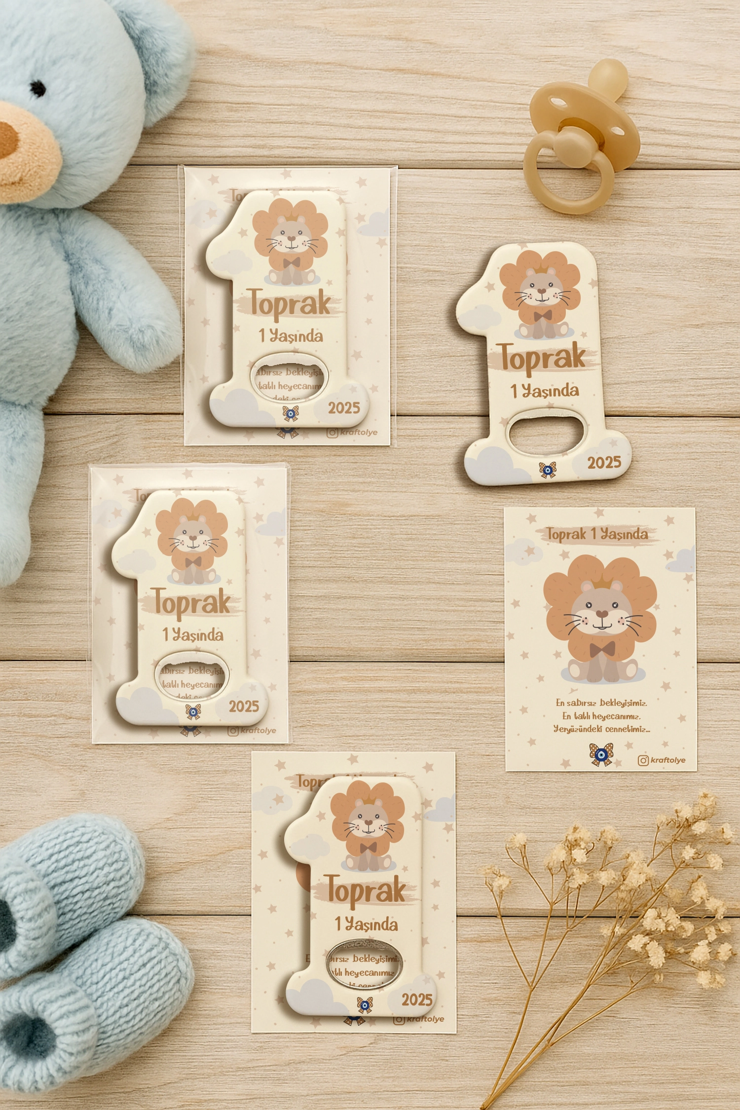 Aslan Temalı Kartlı 1 Yaş Açacak Magnet