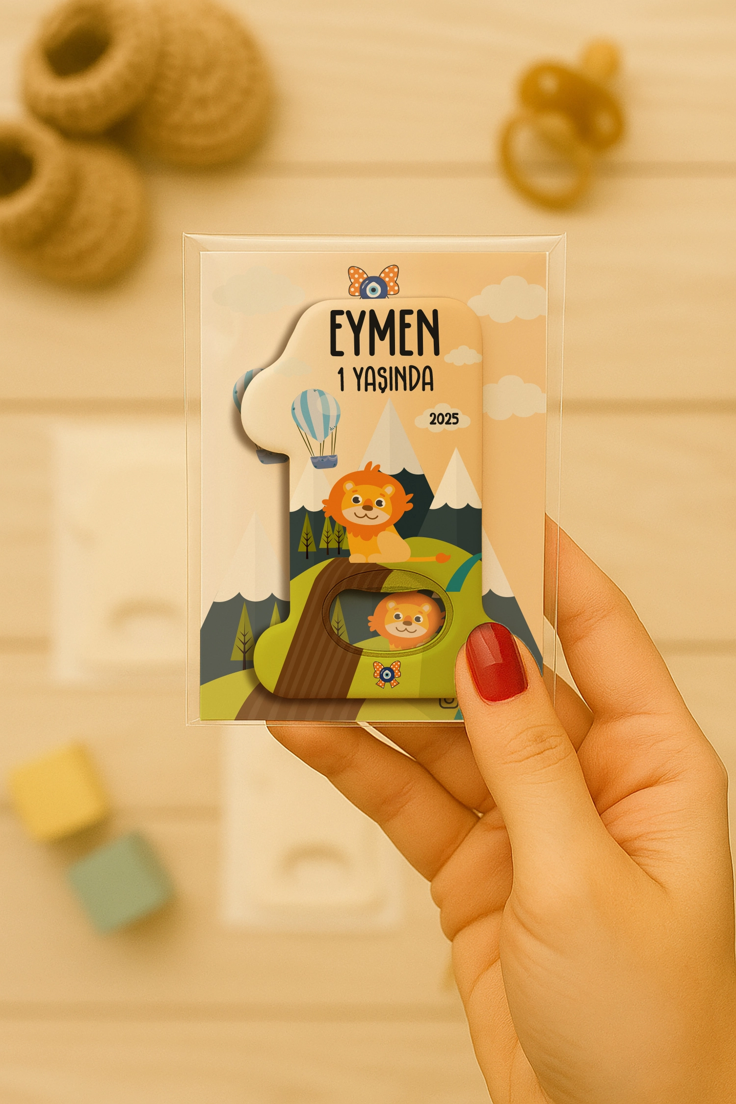 Aslan Temalı Kartlı 1 Yaş Açacak Magnet