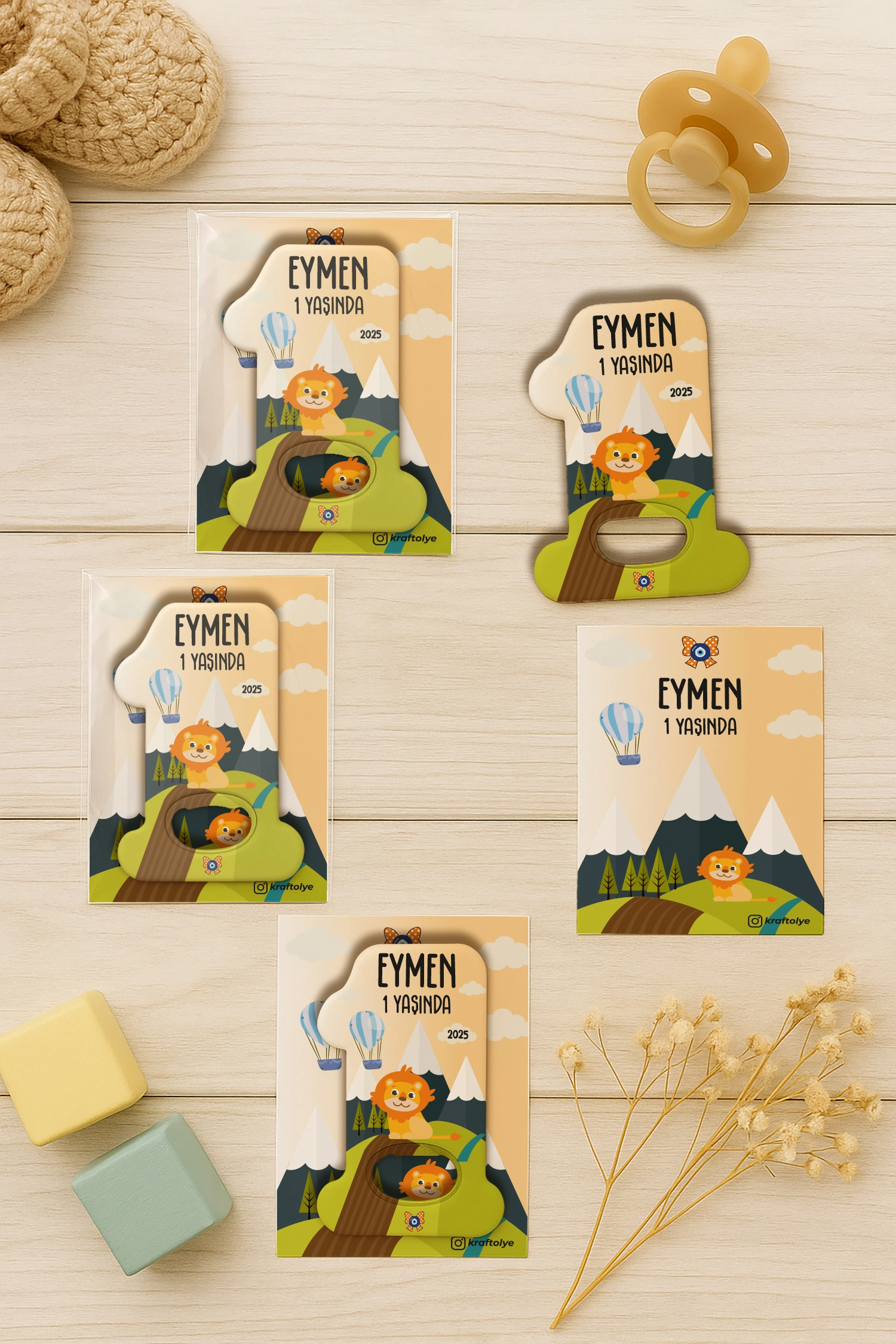 Aslan Temalı Kartlı 1 Yaş Açacak Magnet