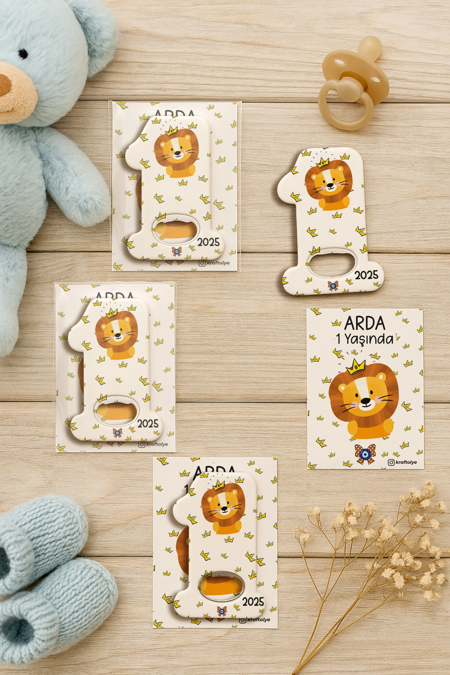 Aslan Temalı Kartlı 1 Yaş Açacak Magnet
