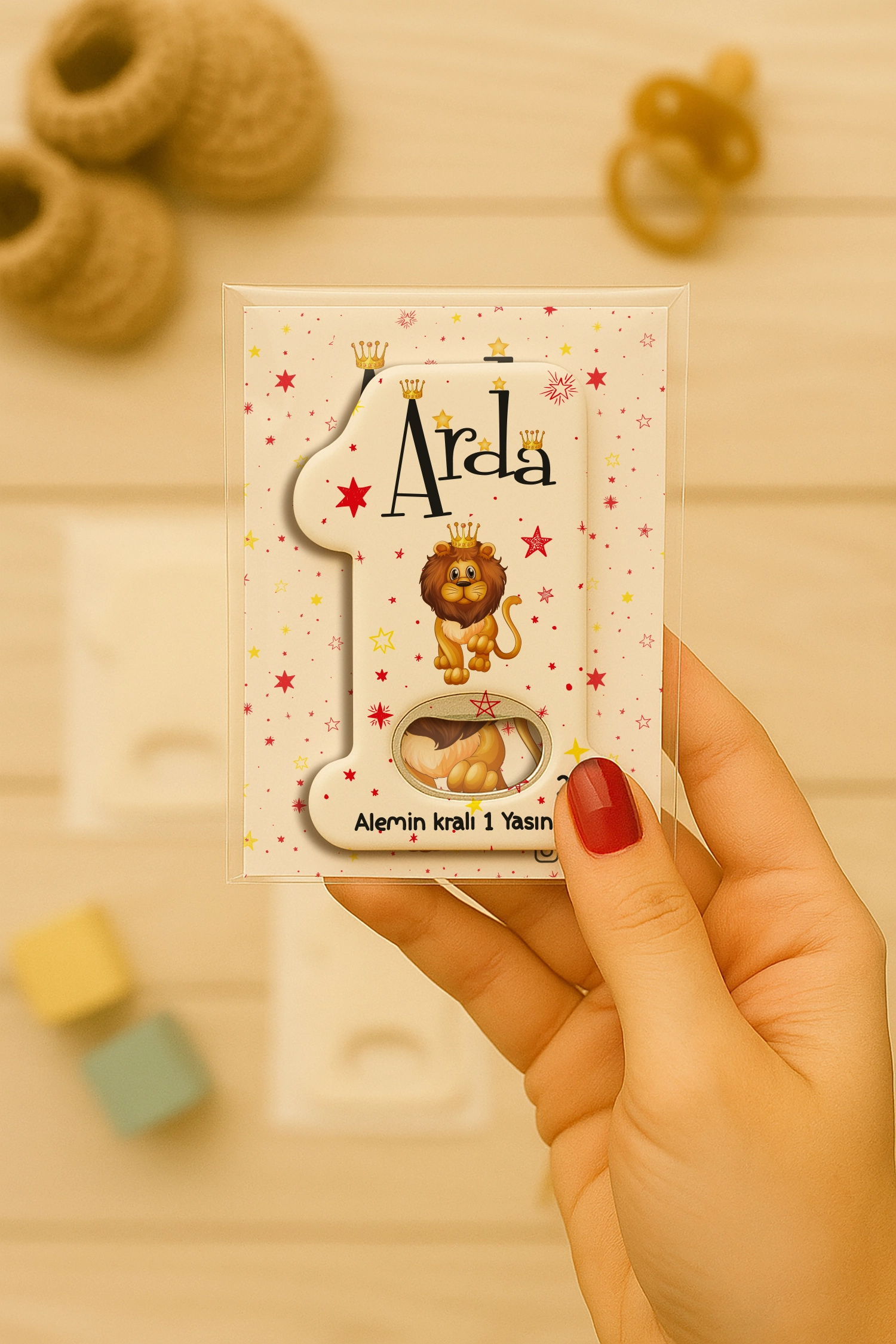 Aslan Temalı Kartlı 1 Yaş Açacak Magnet