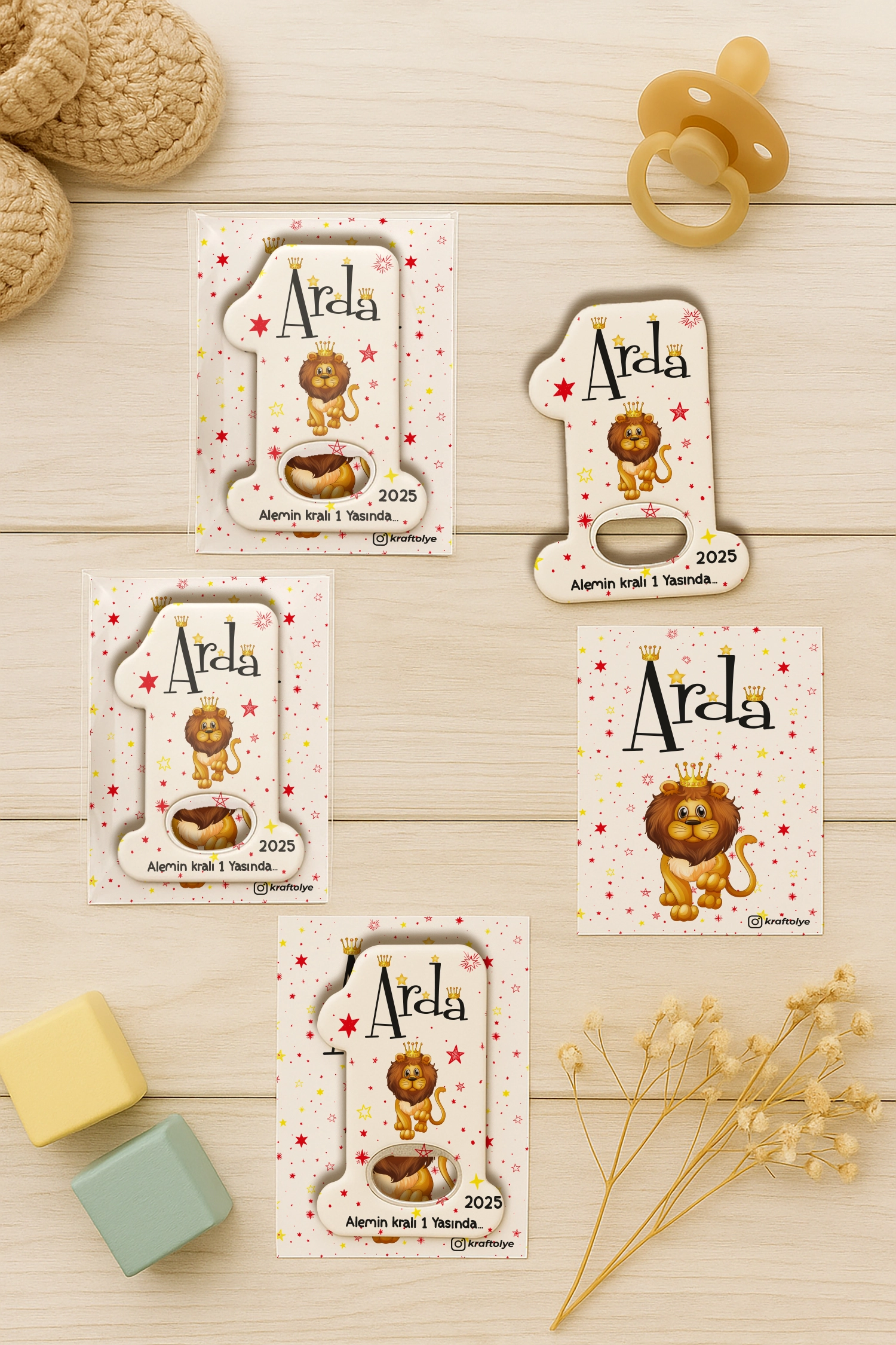 Aslan Temalı Kartlı 1 Yaş Açacak Magnet