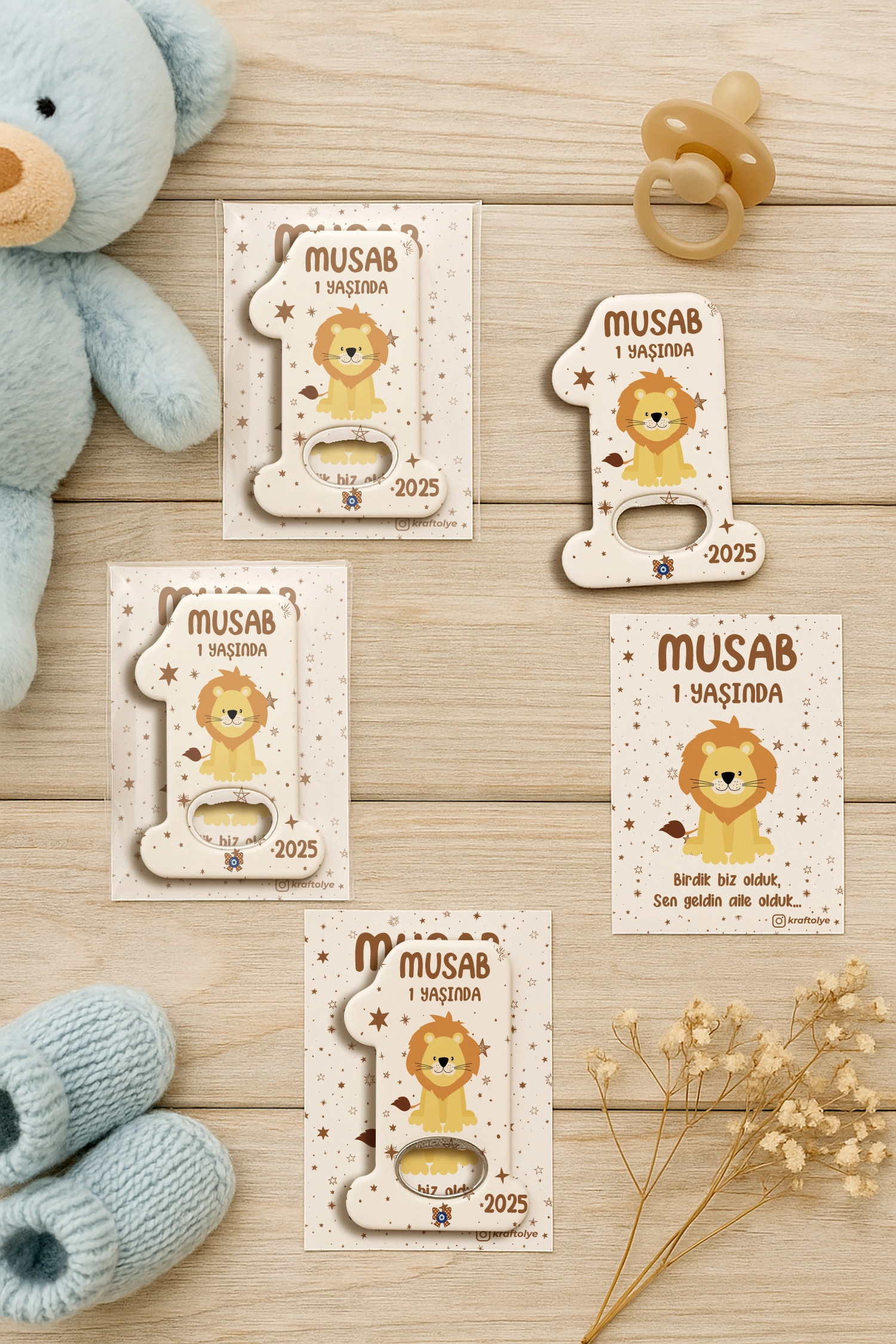 Aslan Temalı Kartlı 1 Yaş Açacak Magnet
