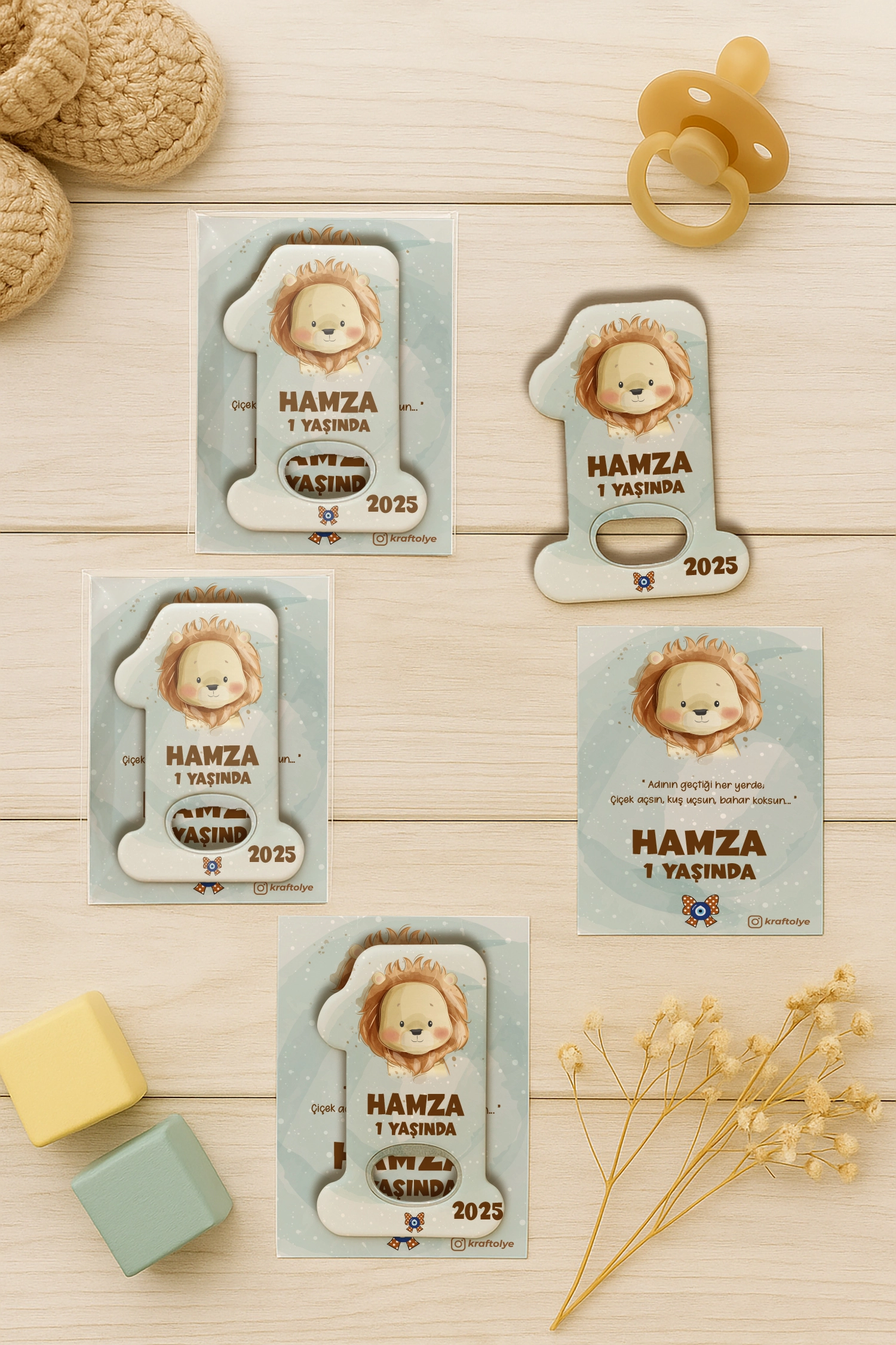 Aslan Temalı Kartlı 1 Yaş Açacak Magnet