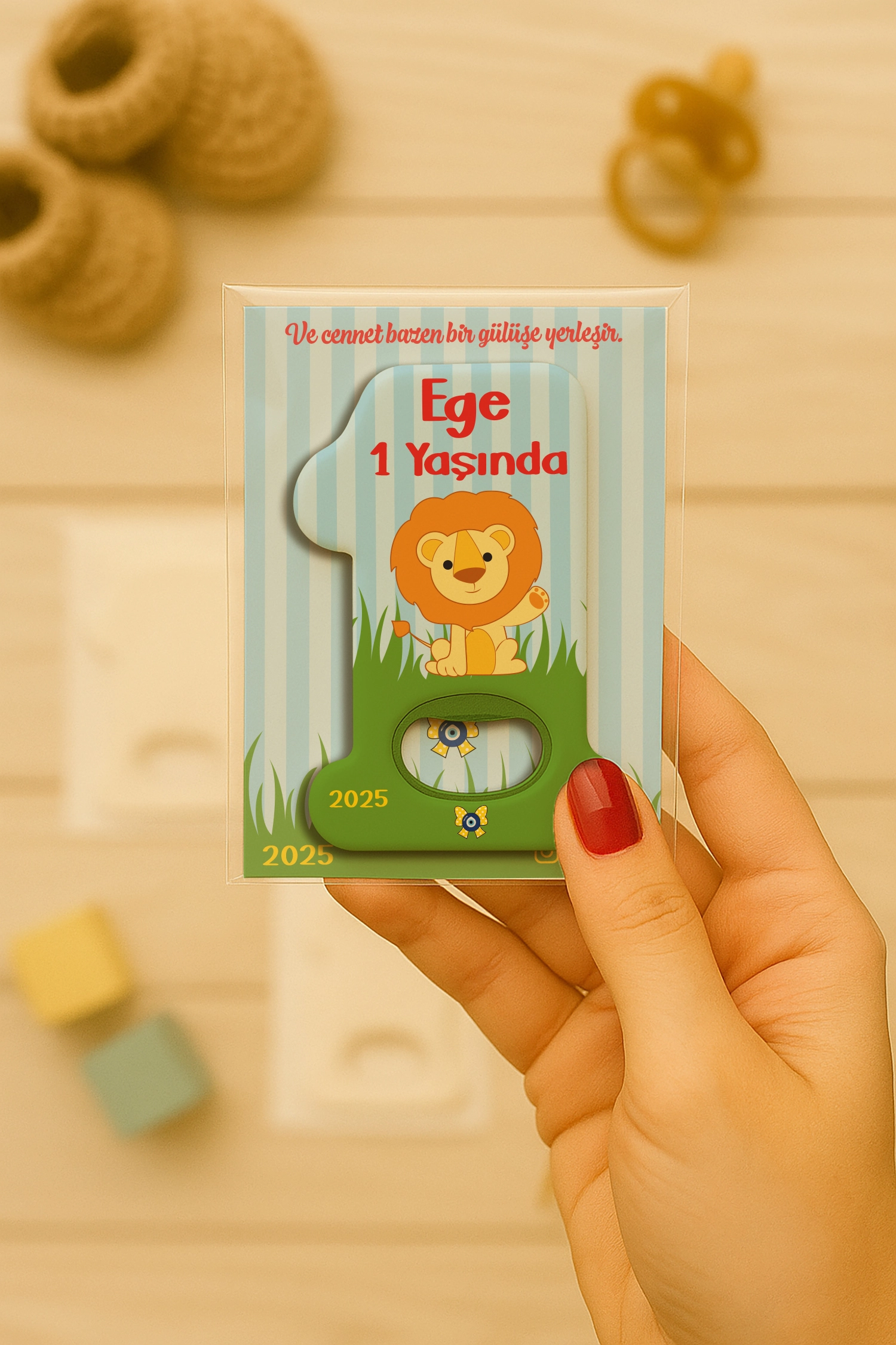 Aslan Temalı Kartlı 1 Yaş Açacak Magnet