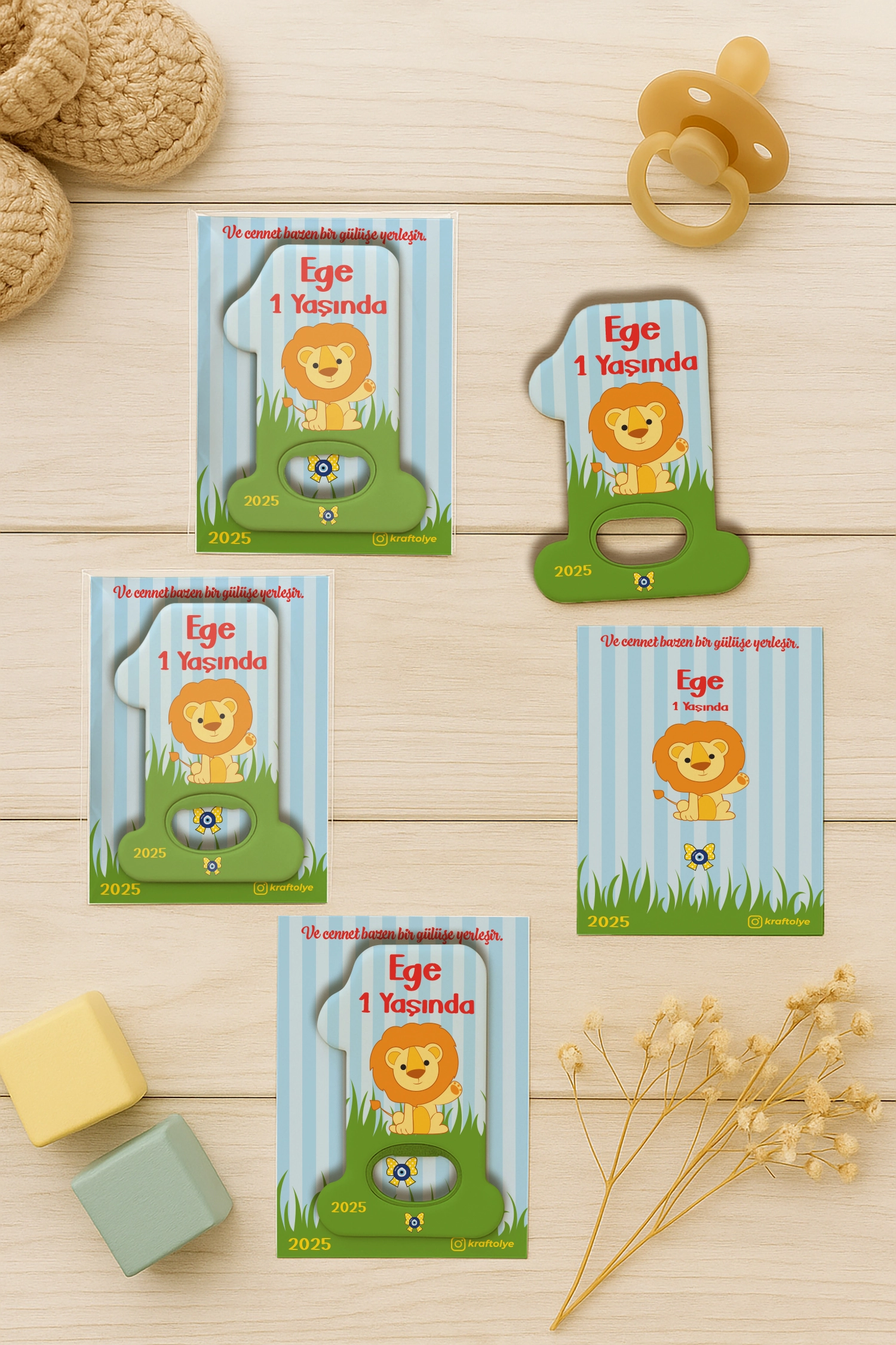 Aslan Temalı Kartlı 1 Yaş Açacak Magnet