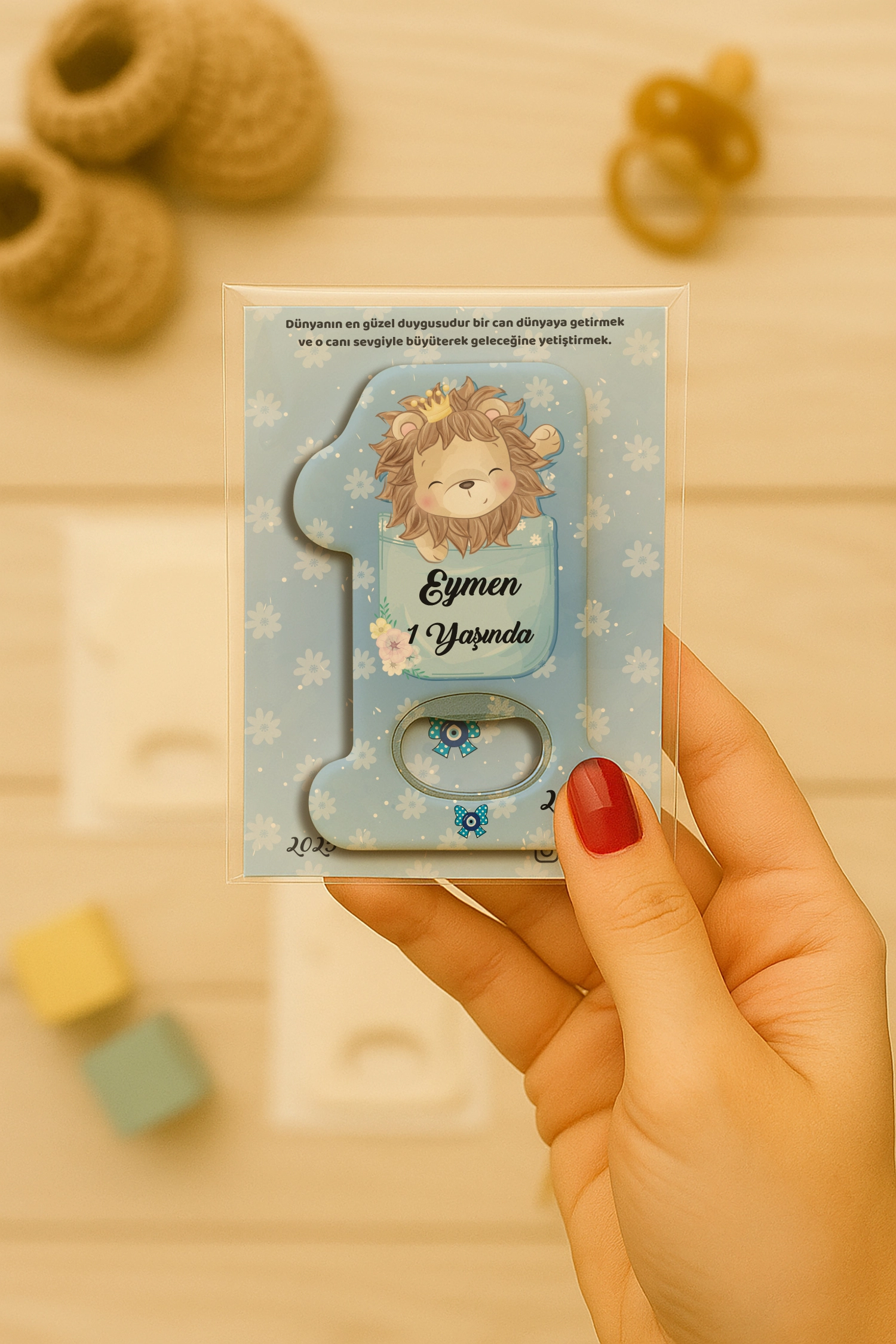 Aslan Temalı Kartlı 1 Yaş Açacak Magnet