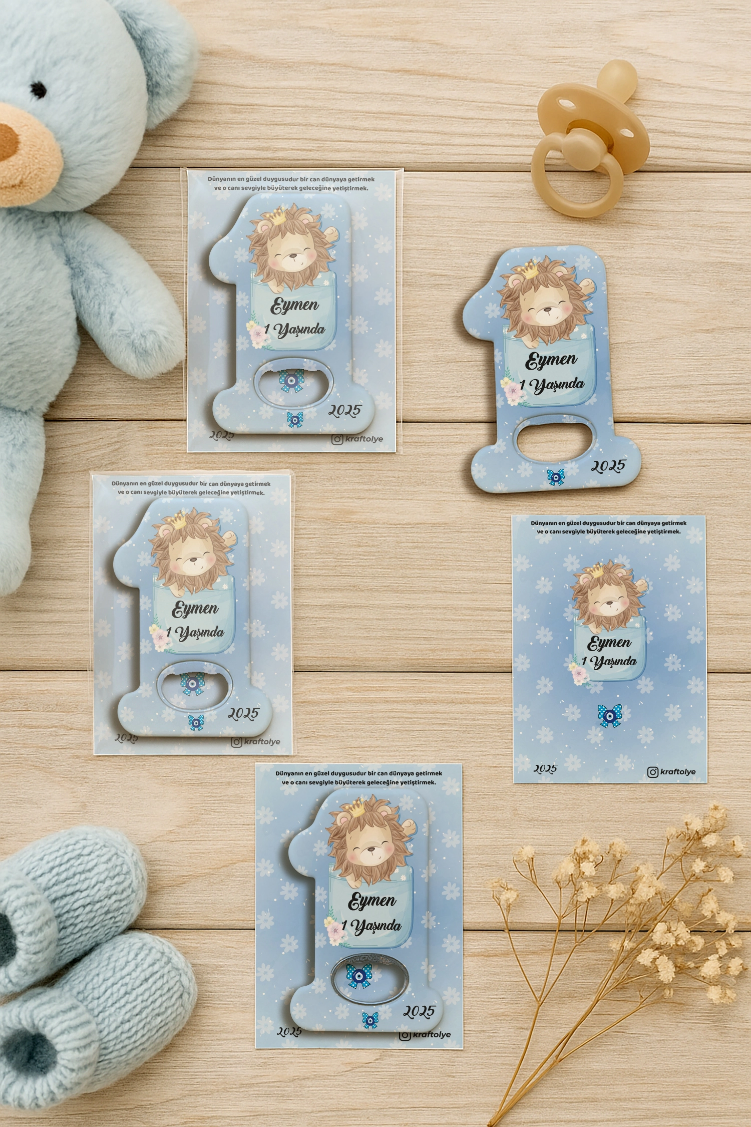 Aslan Temalı Kartlı 1 Yaş Açacak Magnet