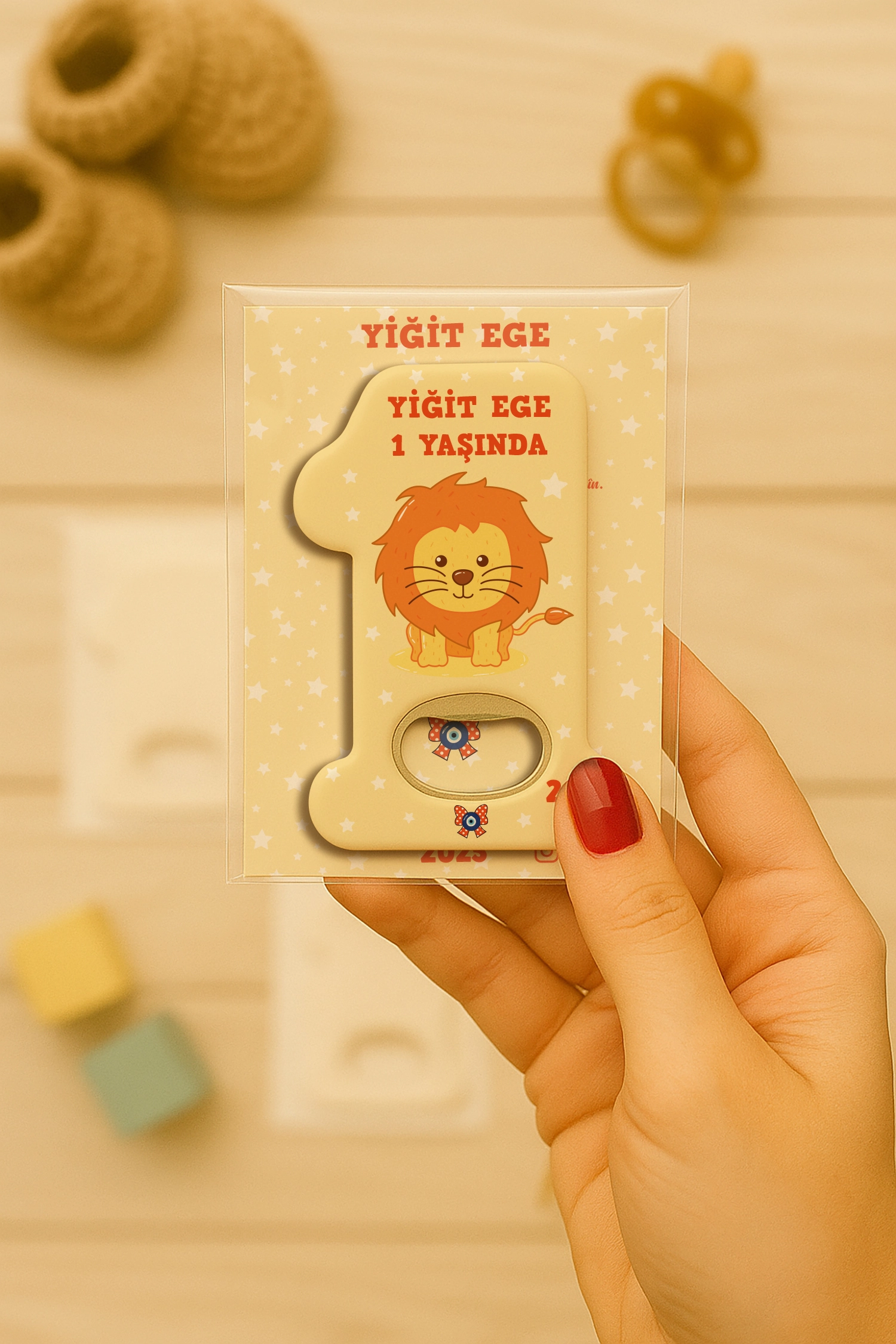 Aslan Temalı Kartlı 1 Yaş Açacak Magnet