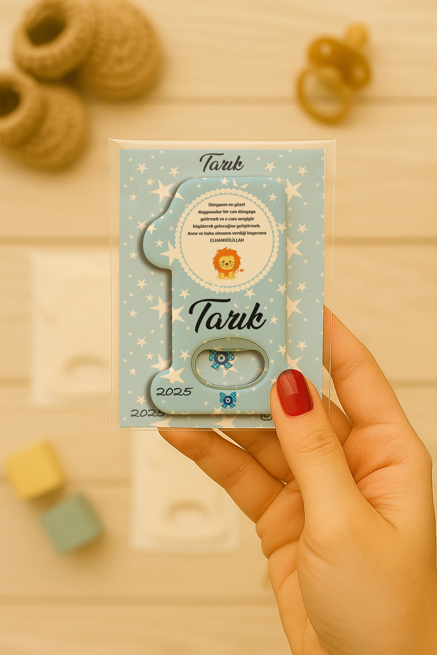 Aslan Temalı Kartlı 1 Yaş Açacak Magnet