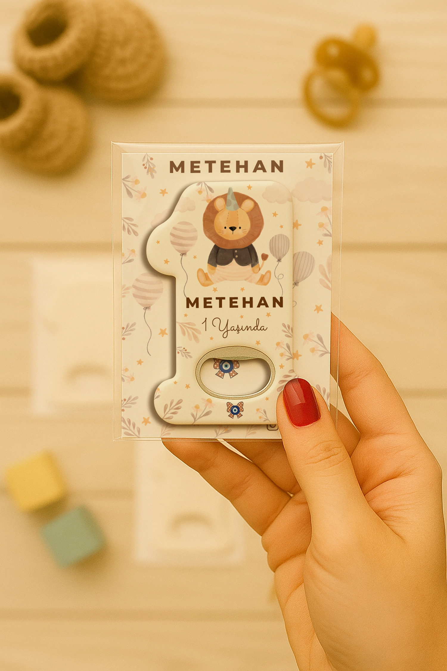 Aslan Temalı Kartlı 1 Yaş Açacak Magnet