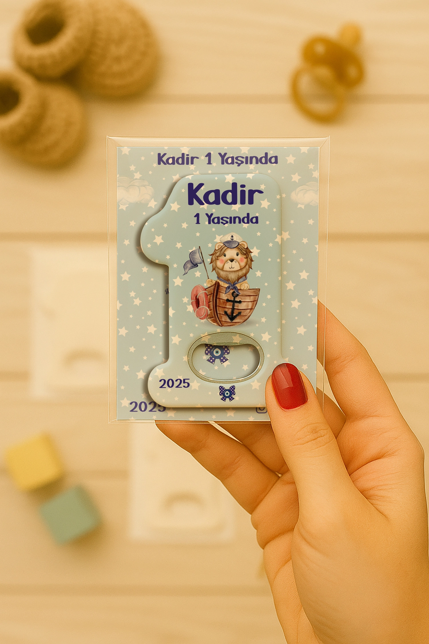 Aslan Temalı Kartlı 1 Yaş Açacak Magnet