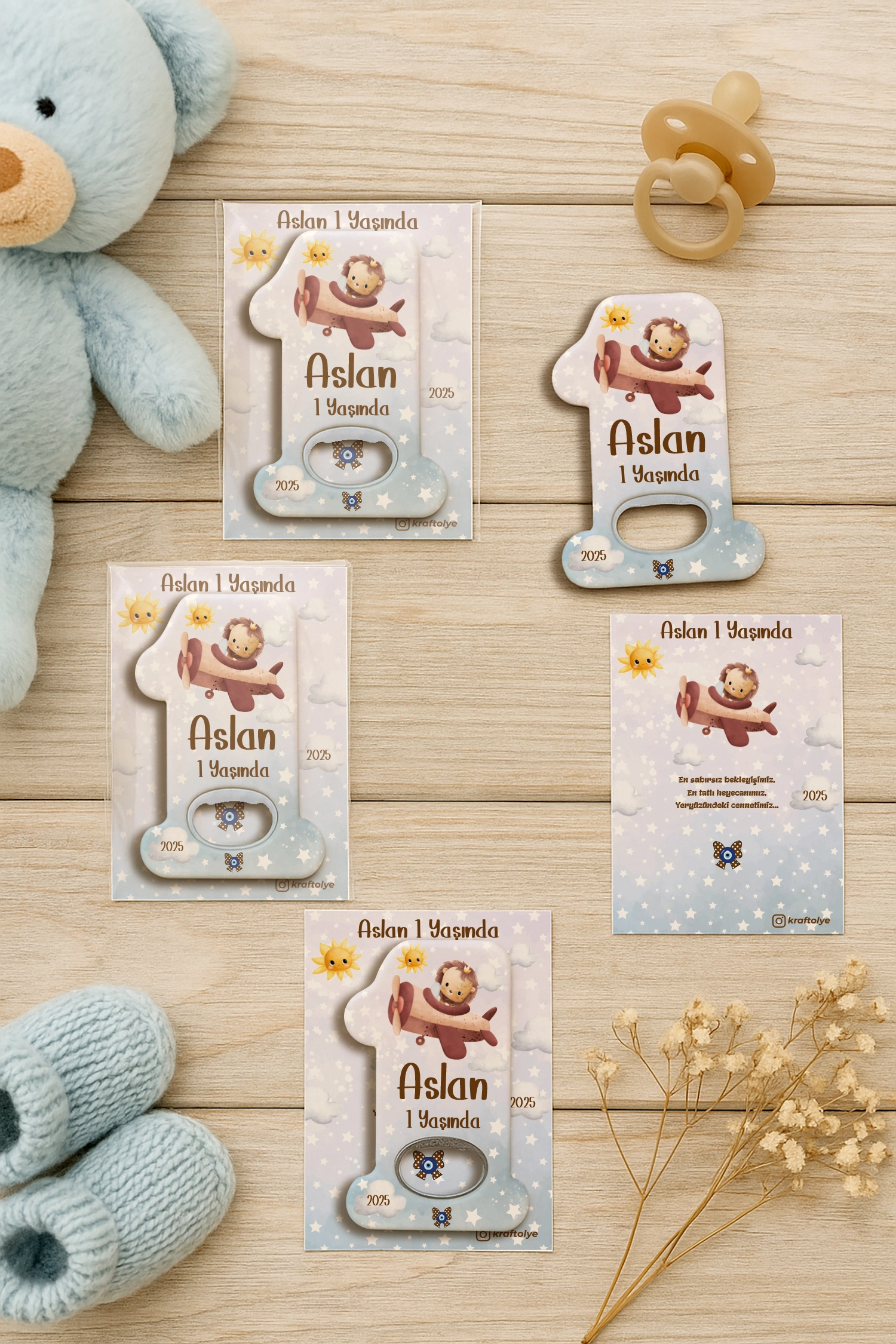 Aslan Temalı Kartlı 1 Yaş Açacak Magnet