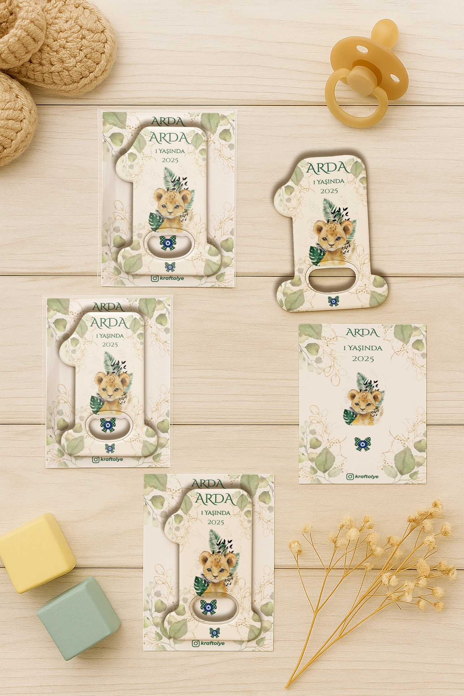Aslan Temalı Kartlı 1 Yaş Açacak Magnet