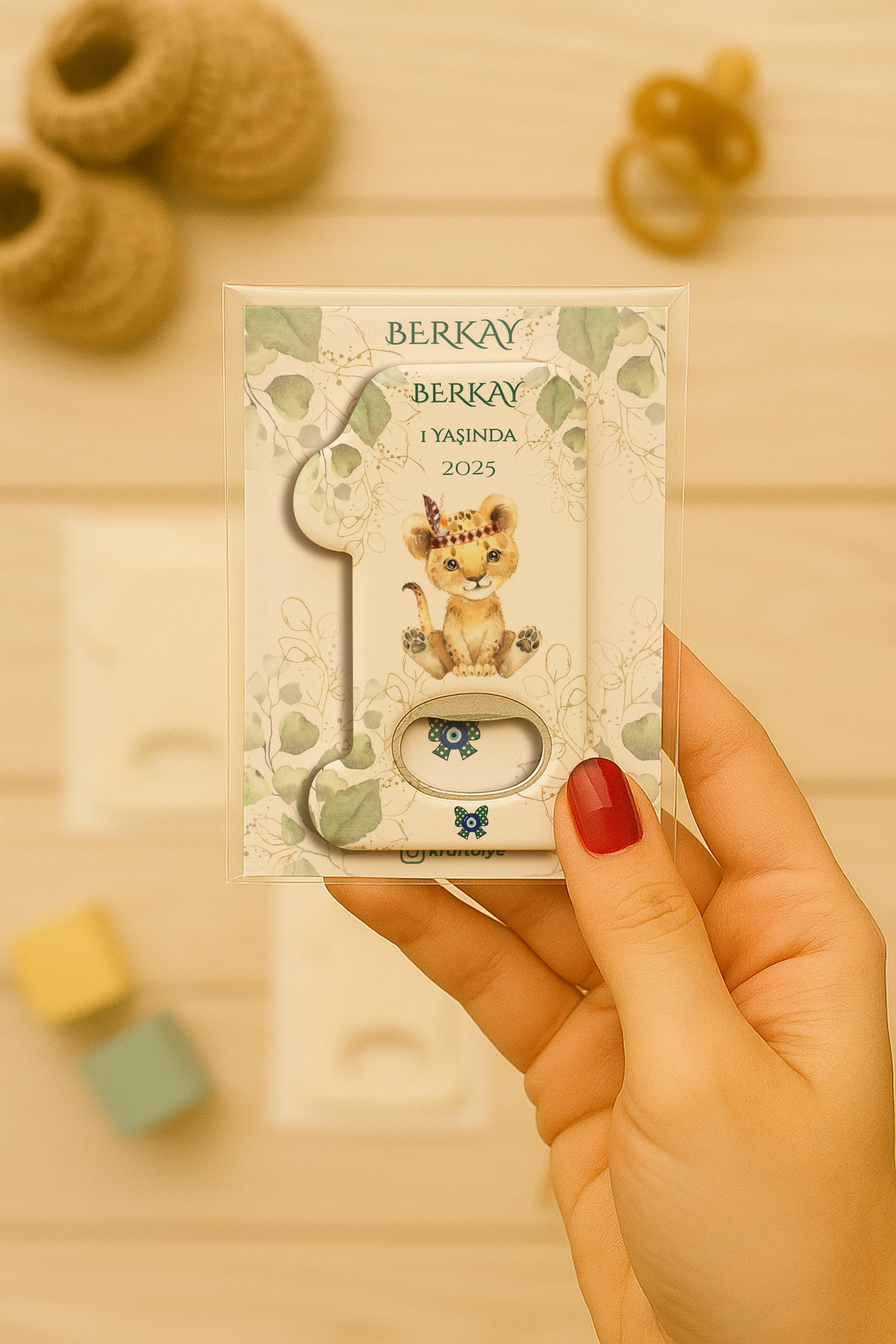Aslan Temalı Kartlı 1 Yaş Açacak Magnet