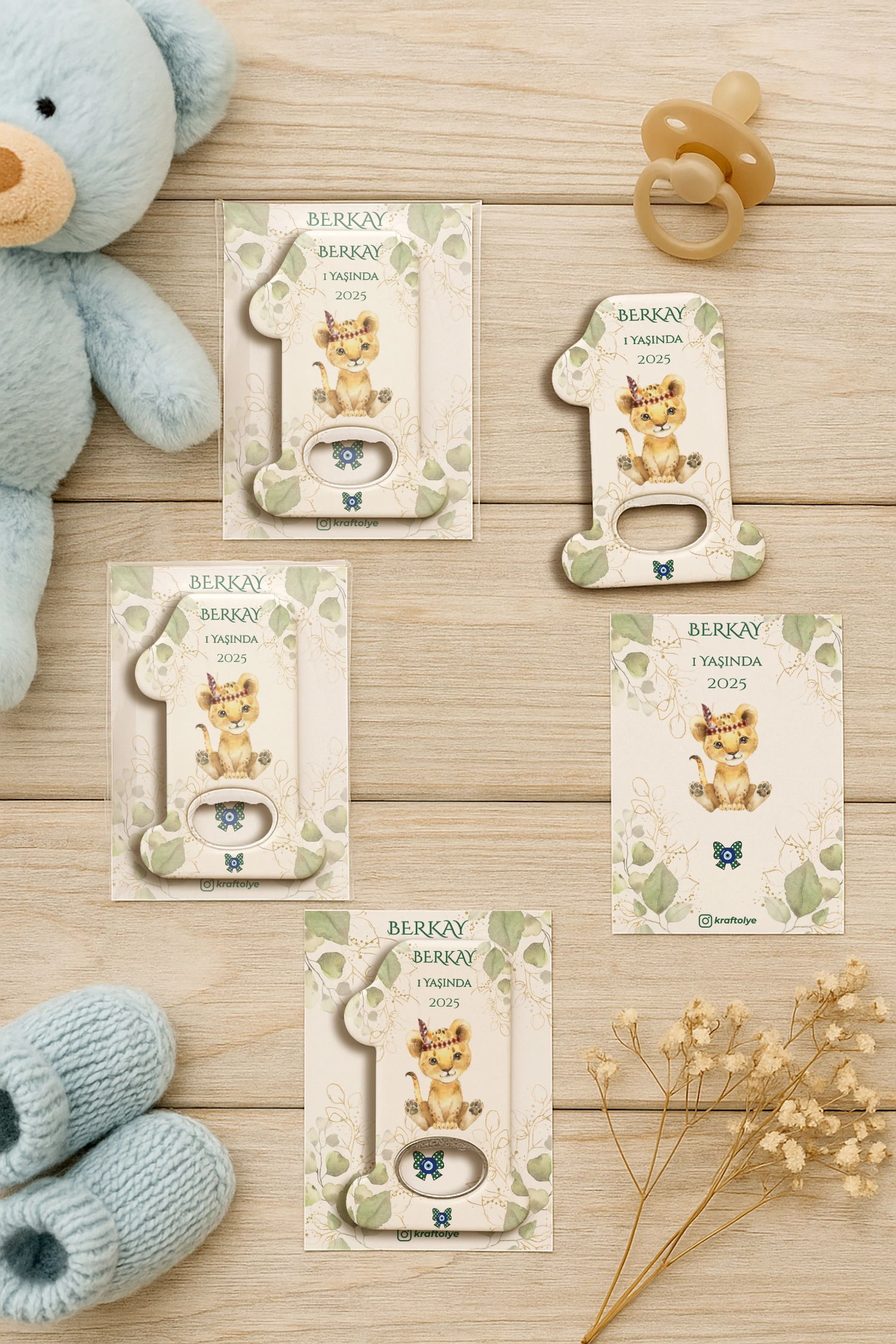 Aslan Temalı Kartlı 1 Yaş Açacak Magnet