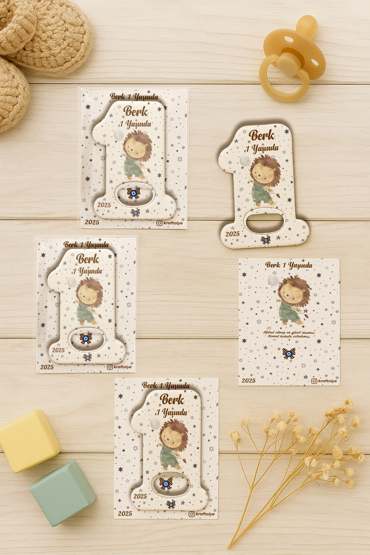 Aslan Temalı Kartlı 1 Yaş Açacak Magnet