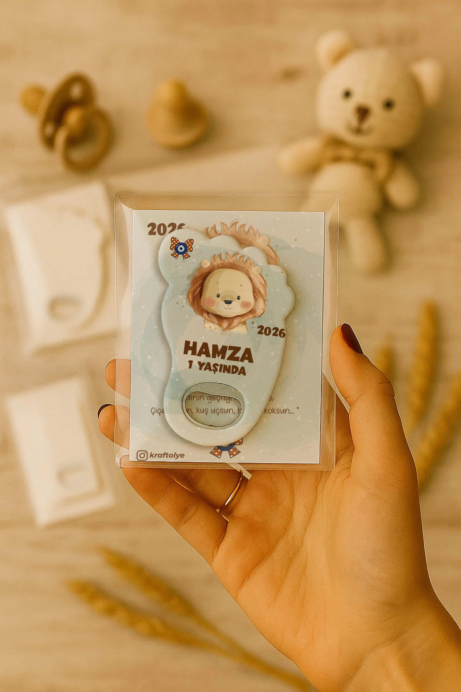 Aslan Temalı Kartlı Ayak İzi Açacak Magnet