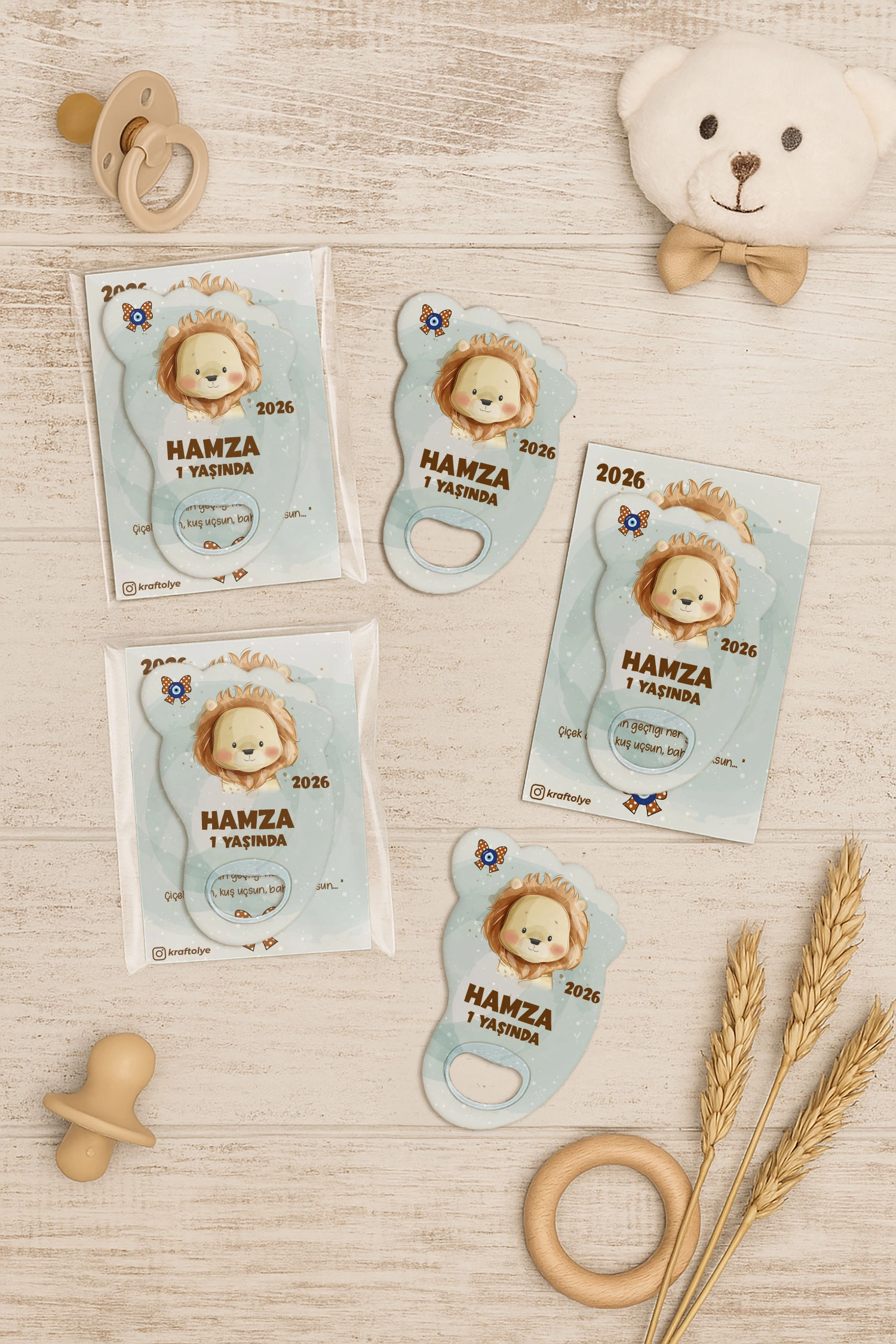 Aslan Temalı Kartlı Ayak İzi Açacak Magnet