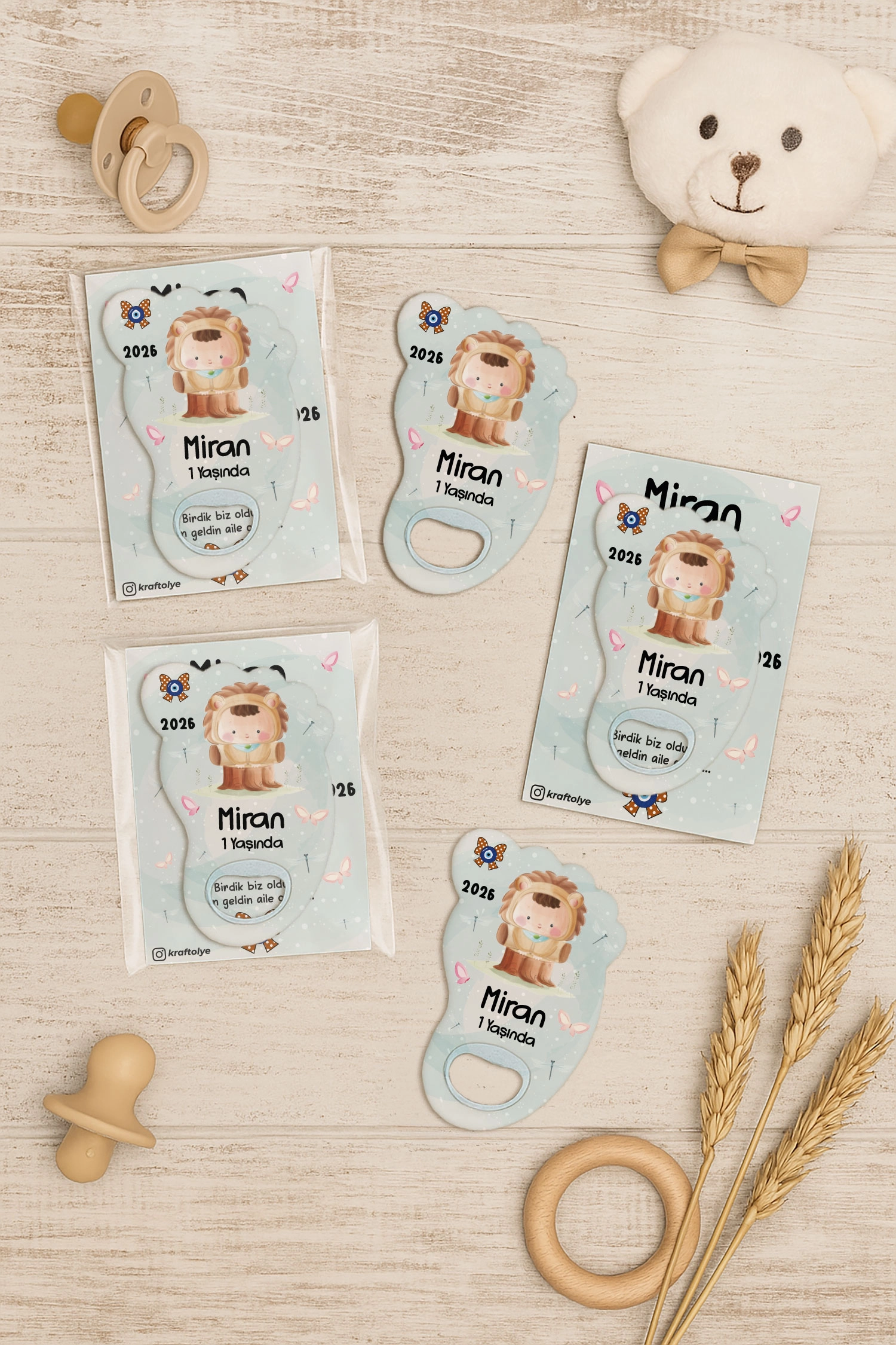 Aslan Temalı Kartlı Ayak İzi Açacak Magnet
