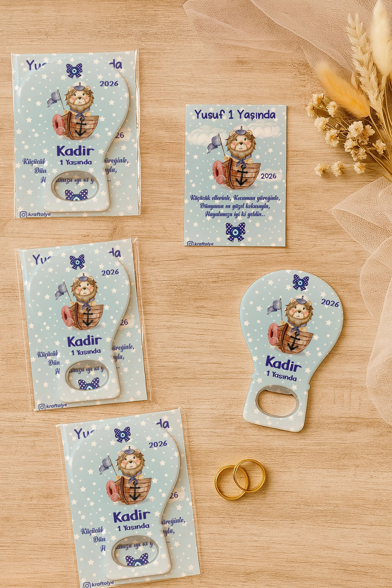 Aslan Temalı Kartlı Balon Açacak Magnet