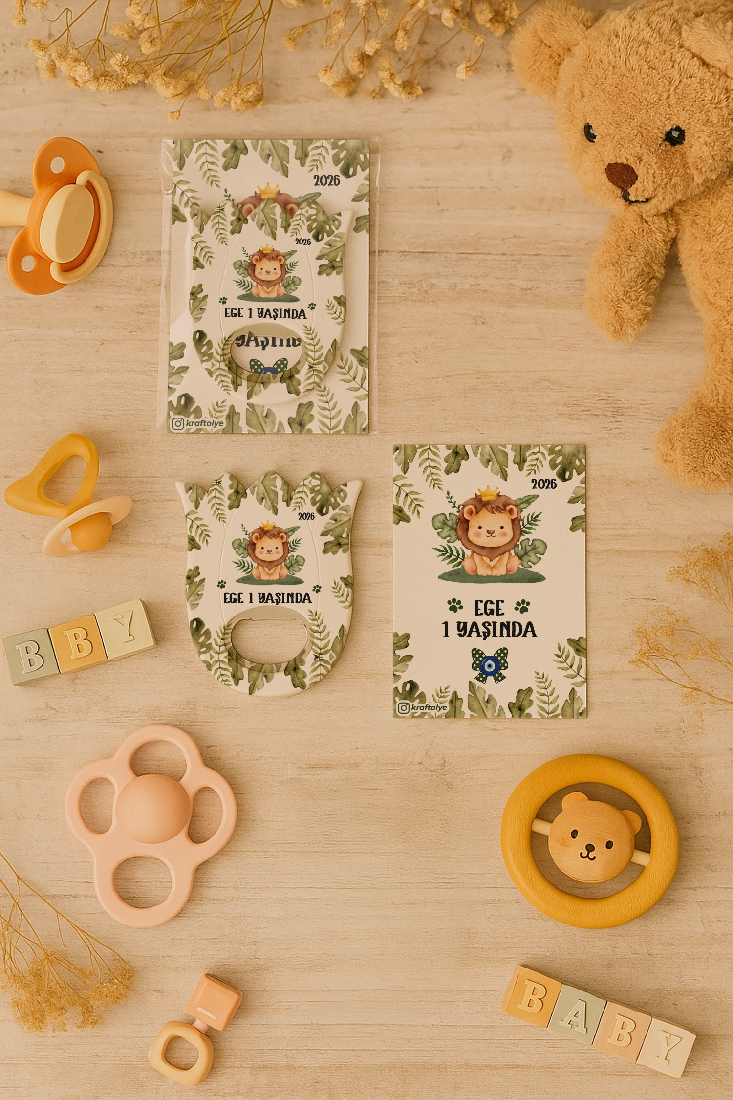 Aslan Temalı Kartlı Lale Açacak Magnet
