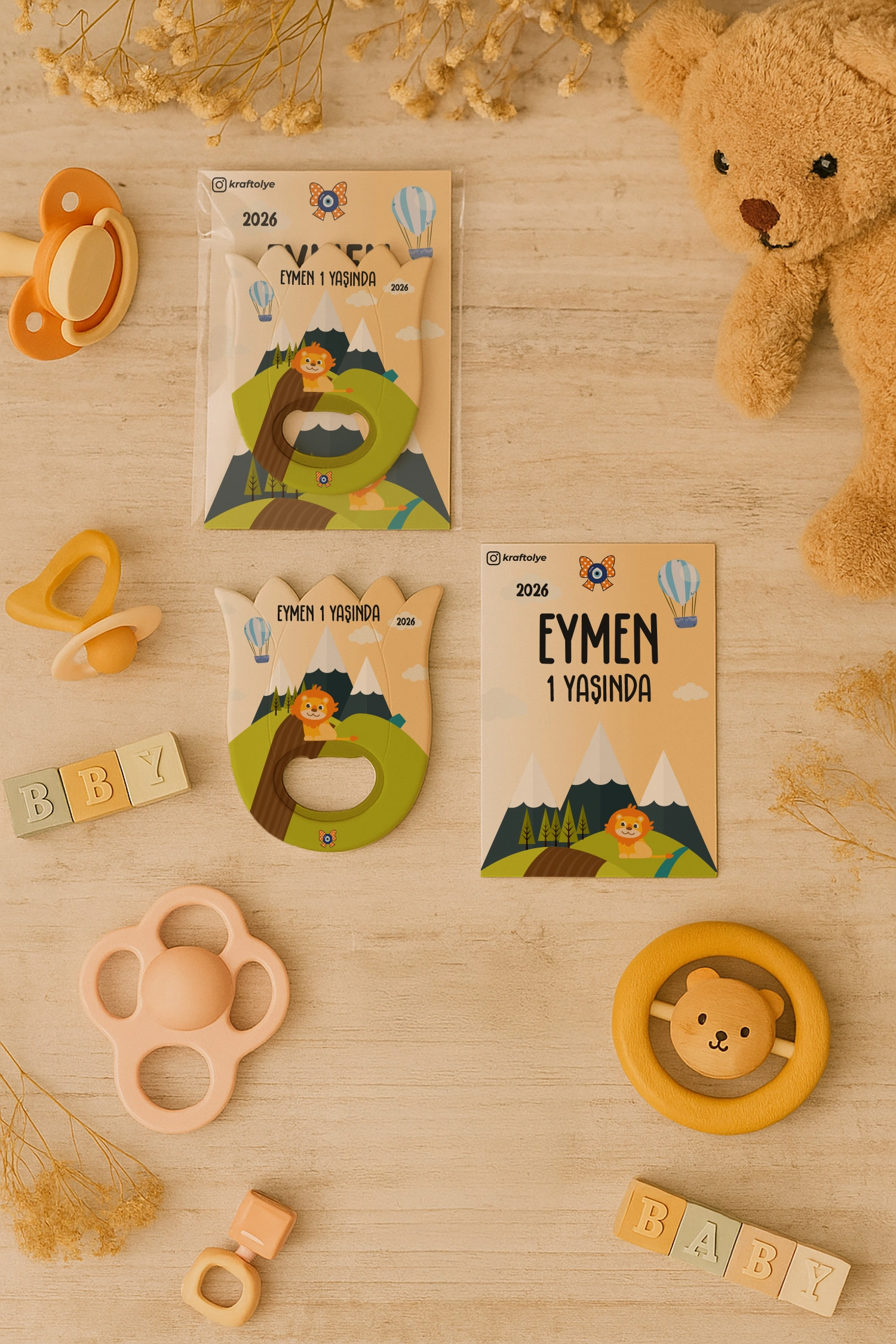 Aslan Temalı Kartlı Lale Açacak Magnet