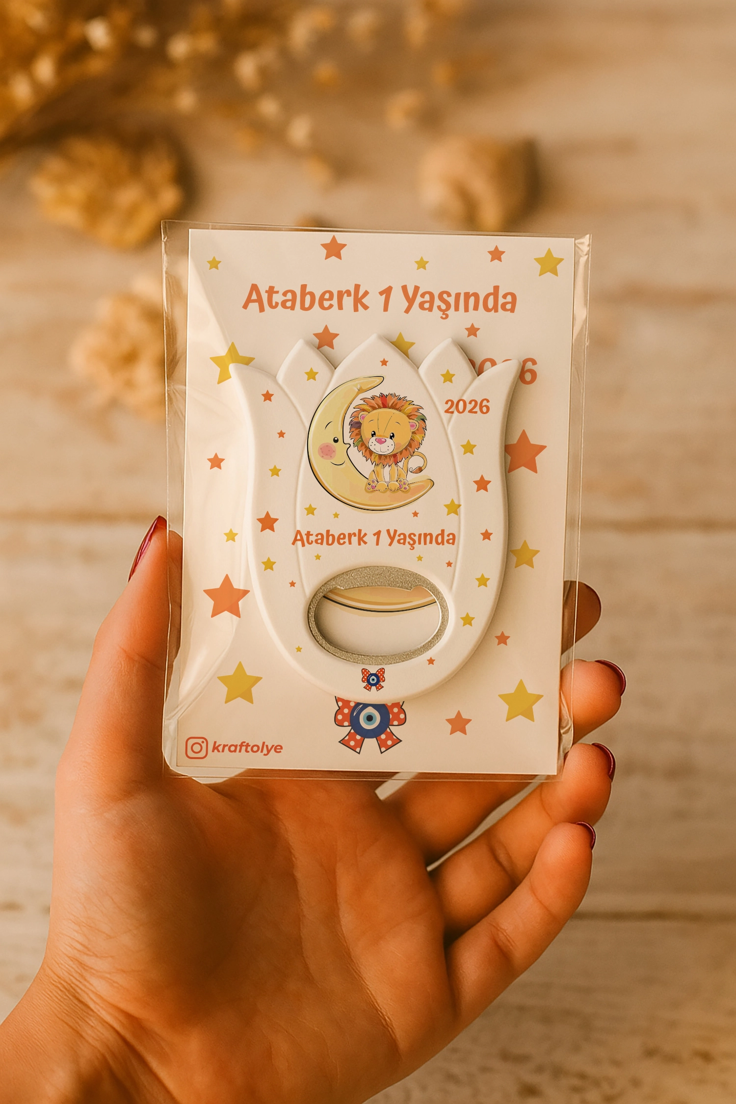 Aslan Temalı Kartlı Lale Açacak Magnet