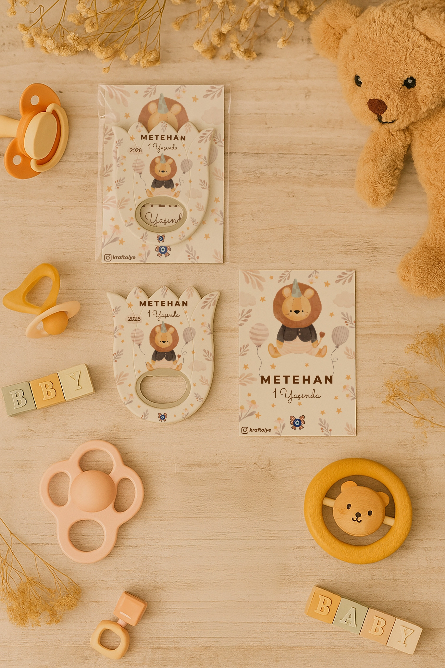 Aslan Temalı Kartlı Lale Açacak Magnet
