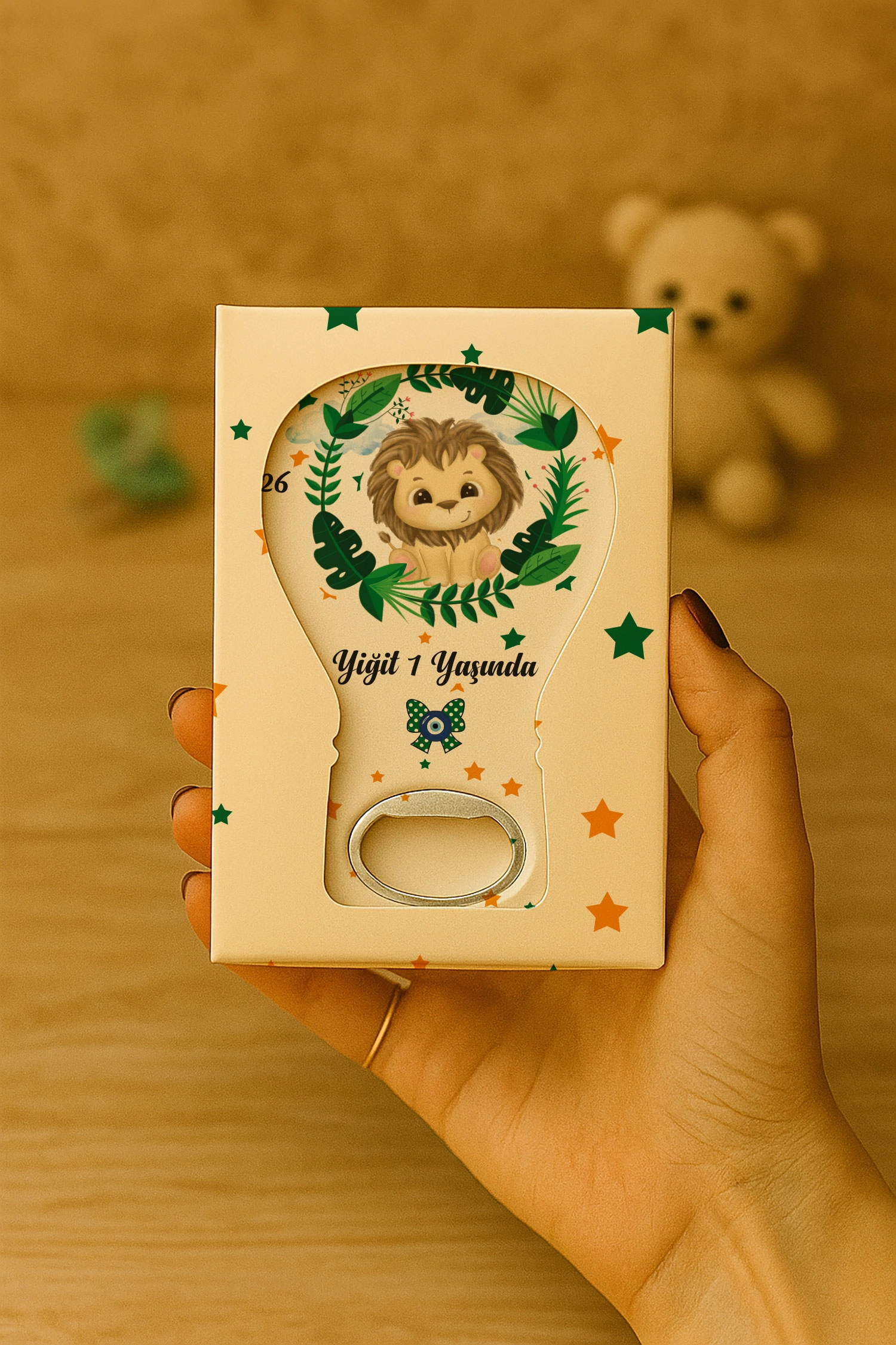 Aslan Temalı Kutulu Balon Açacak Magnet